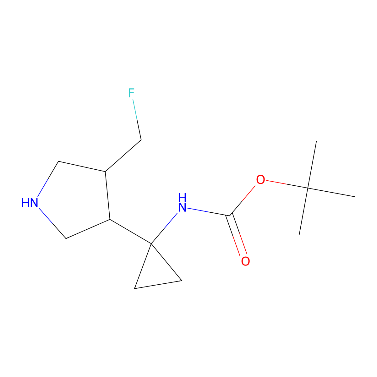 Tert-butyl (1-(4-(fluoromethyl)pyrrolidin-3-yl)cyclopropyl)carbamate molecular structure, CAS 1373028-61-5