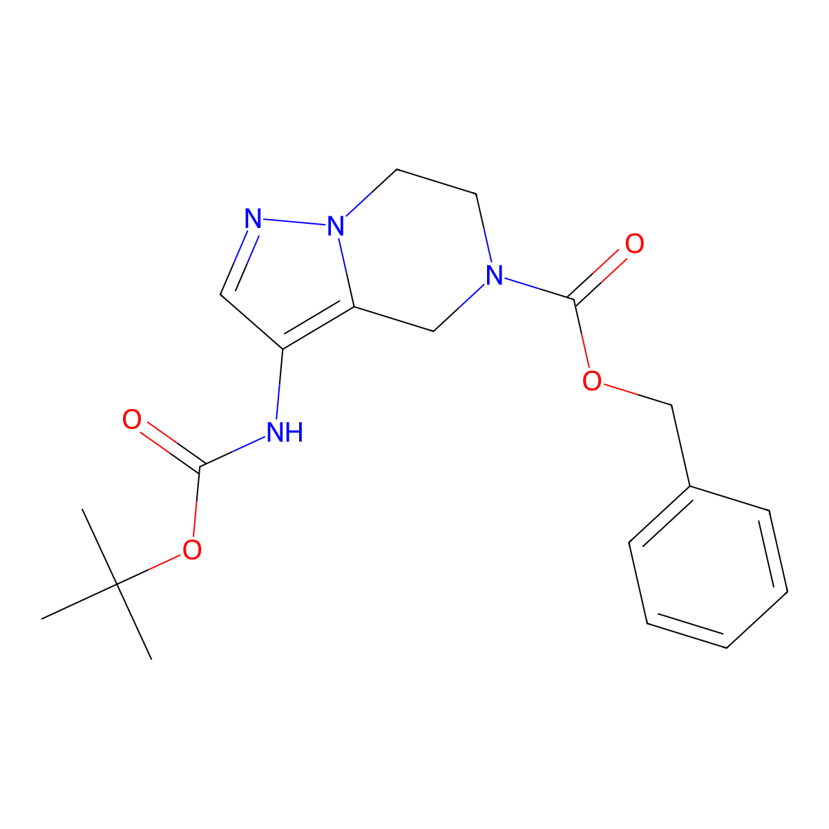 benzyl 3-((tert-butoxycarbonyl)amino)-6,7-dihydropyrazolo[1,5-a]pyrazine-5(4H)-carboxylate molecular structure, CAS 1373028-73-9