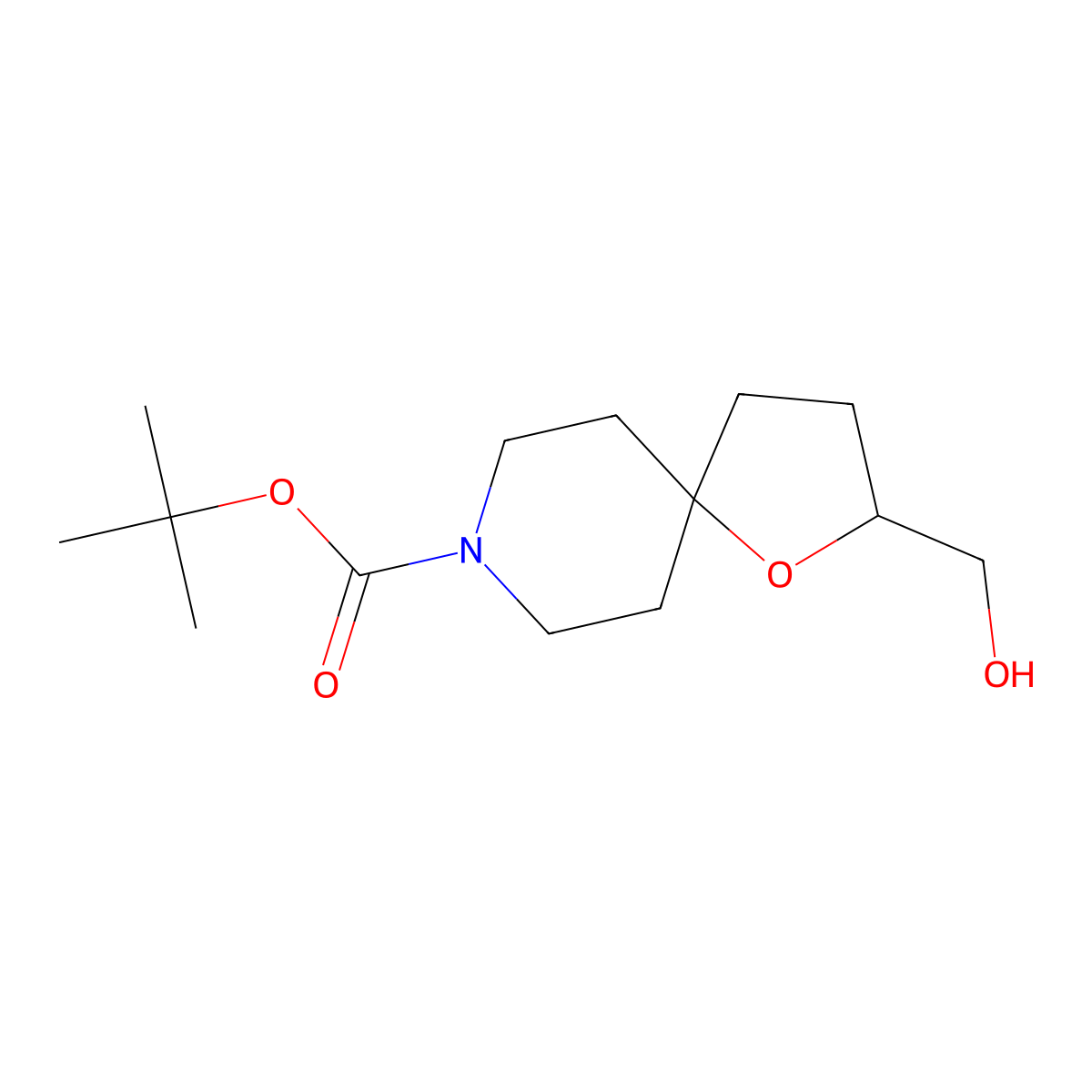 8-Boc-2-(hydroxymethyl)-1-oxa-8-azaspiro[4.5]decane molecular structure, CAS 1373028-78-4