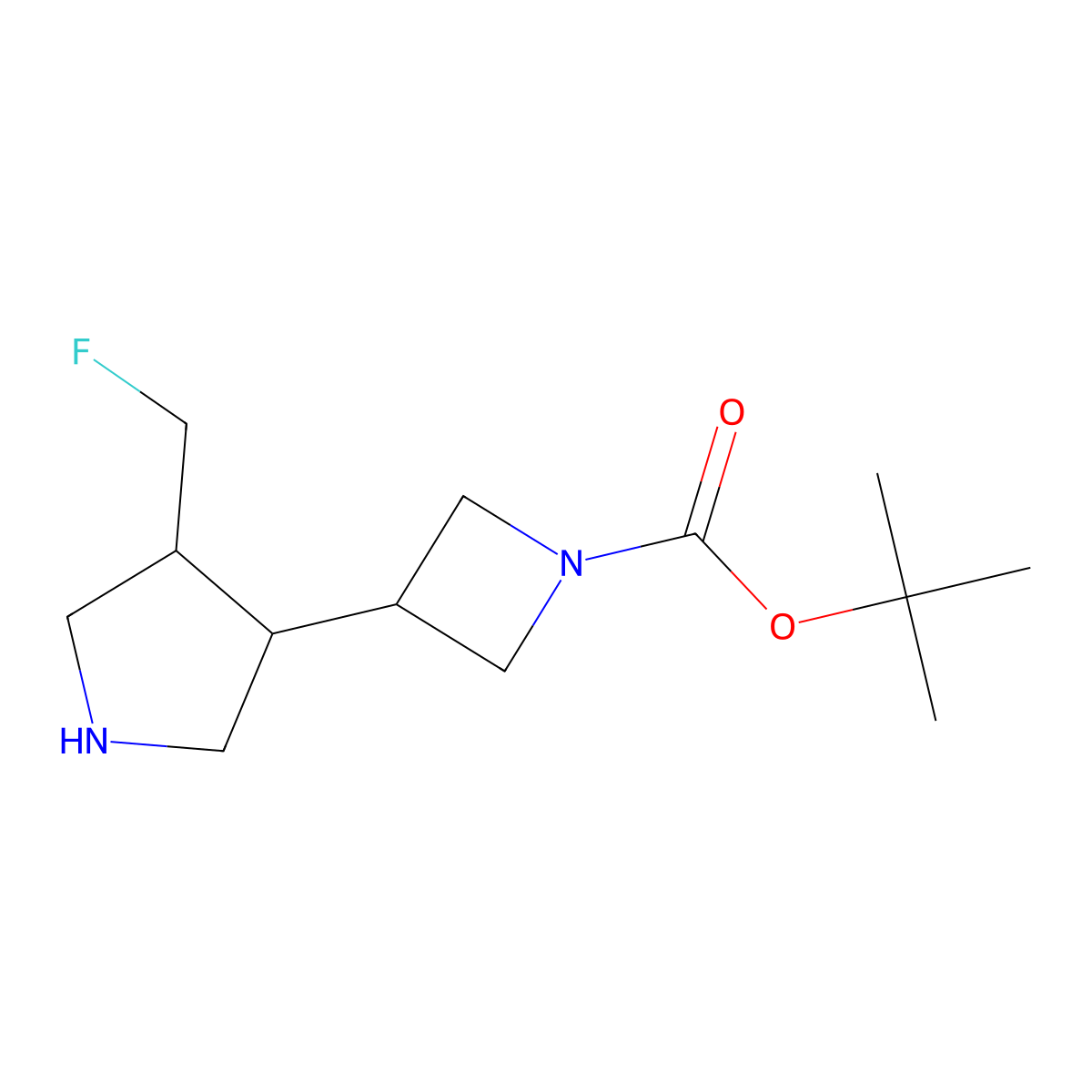 Tert-butyl 3-(4-(fluoromethyl)pyrrolidin-3-yl)azetidine-1-carboxylate molecular structure, CAS 1373028-80-8