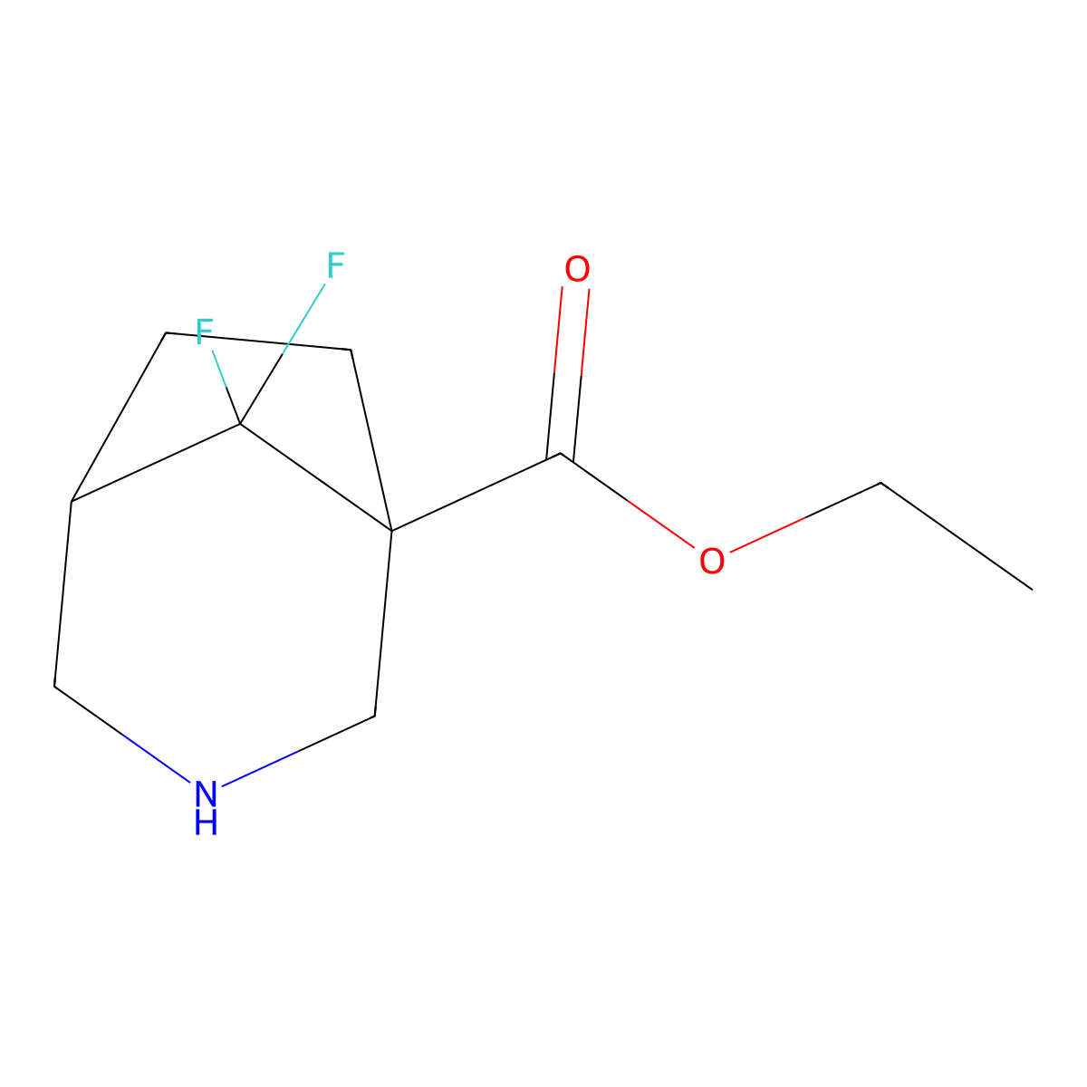 Ethyl 8,8-difluoro-3-azabicyclo[3.2.1]octane-1-carboxylate molecular structure, CAS 1373028-85-3