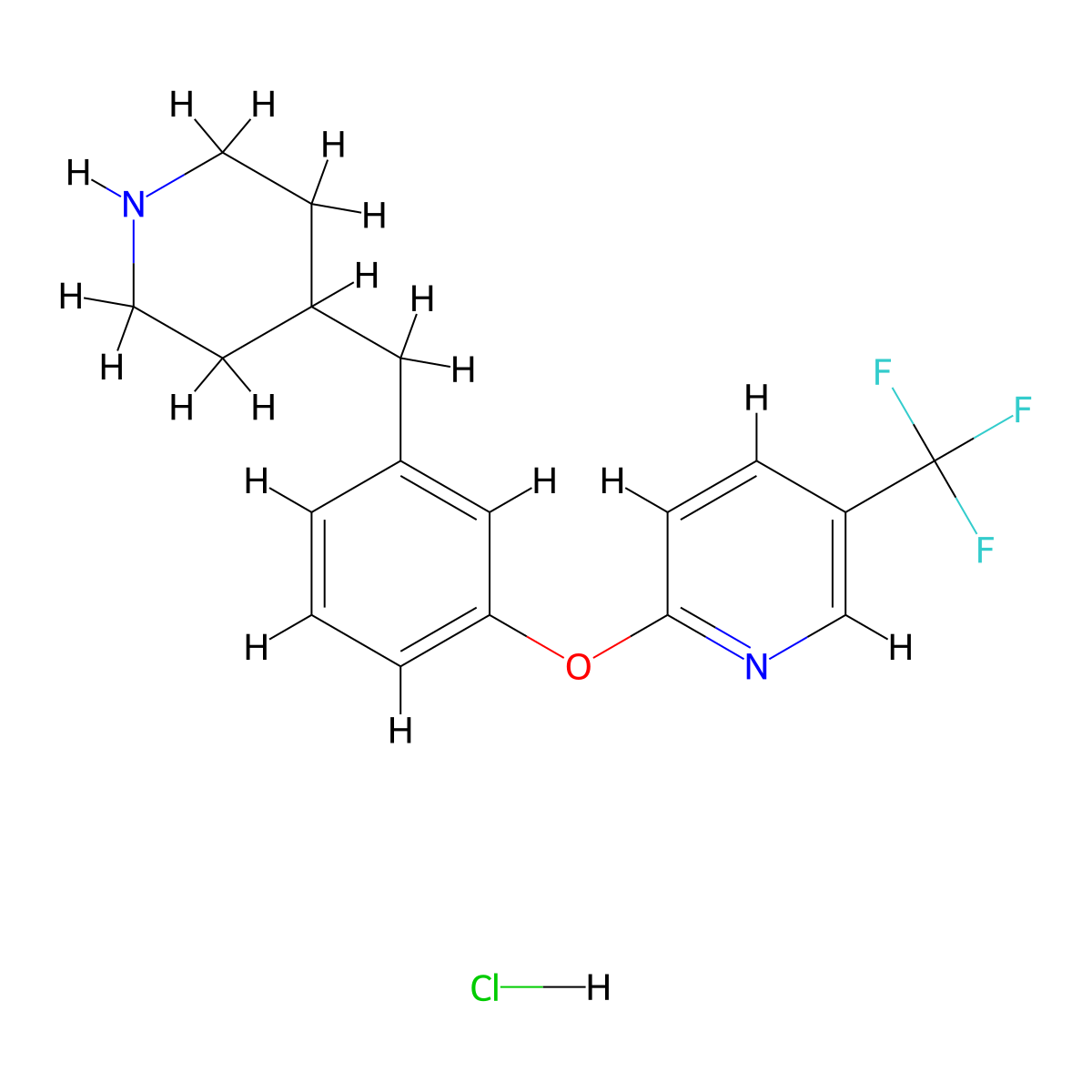 2-(3-(Piperidin-4-ylmethyl)phenoxy)-5-(trifluoromethyl)pyridine hydrochloride molecular structure, CAS 1373029-08-3