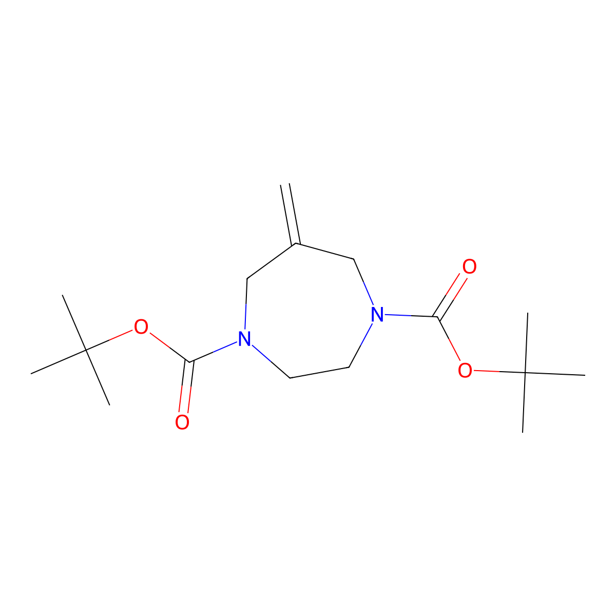 Di-tert-butyl 6-methylene-1,4-diazepane-1,4-dicarboxylate molecular structure, CAS 1373029-10-7