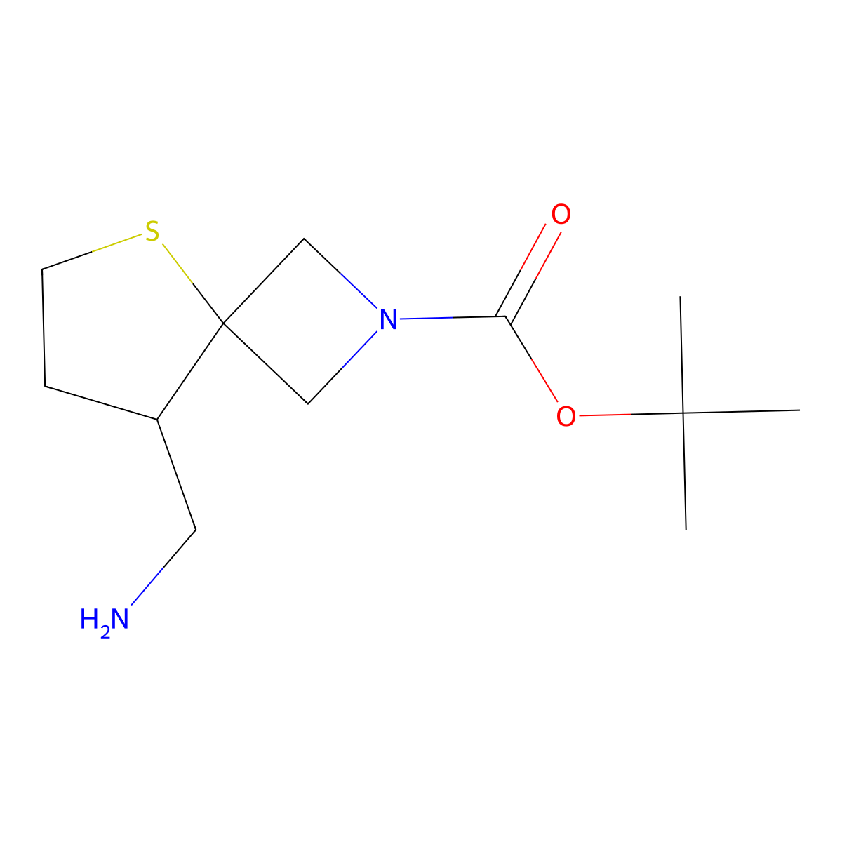 Tert-butyl 8-(aminomethyl)-5-thia-2-azaspiro[3.4]octane-2-carboxylate molecular structure, CAS 1373029-16-3