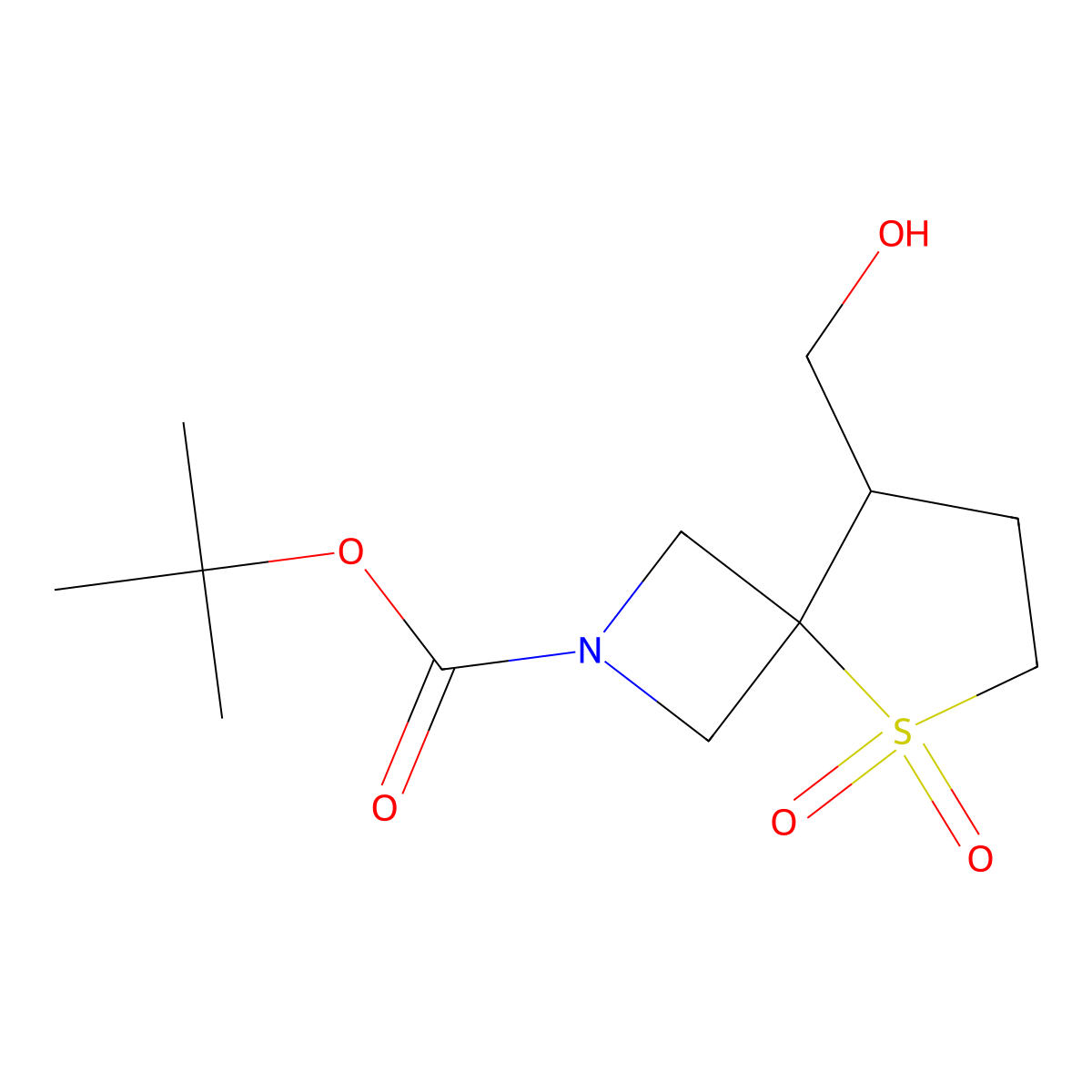 Tert-butyl 8-(hydroxymethyl)-5-thia-2-azaspiro[3.4]octane-2-carboxylate 5,5-dioxide molecular structure, CAS 1373029-18-5