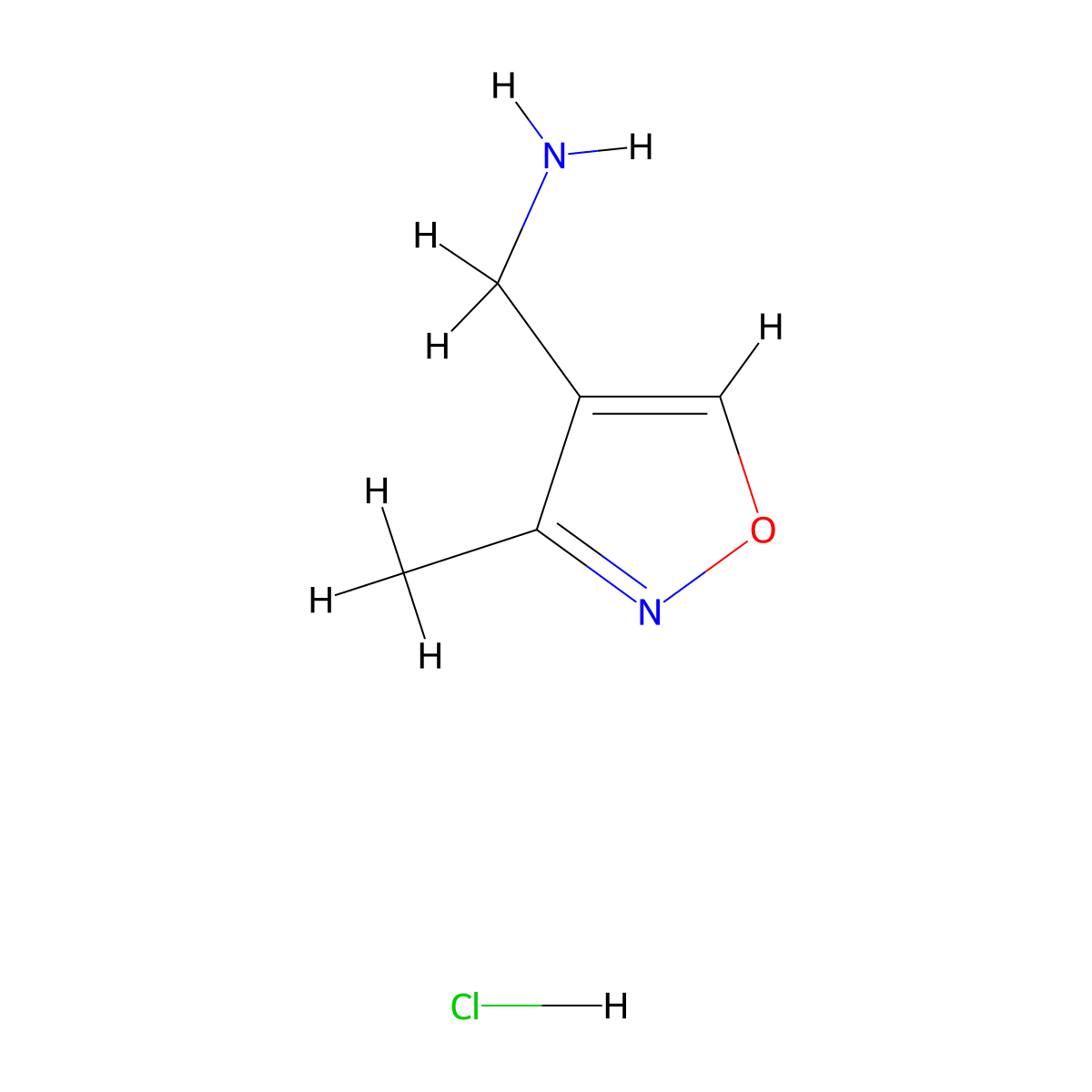 (3-Methylisoxazol-4-YL)methanamine hydrochloride molecular structure, CAS 1373029-26-5