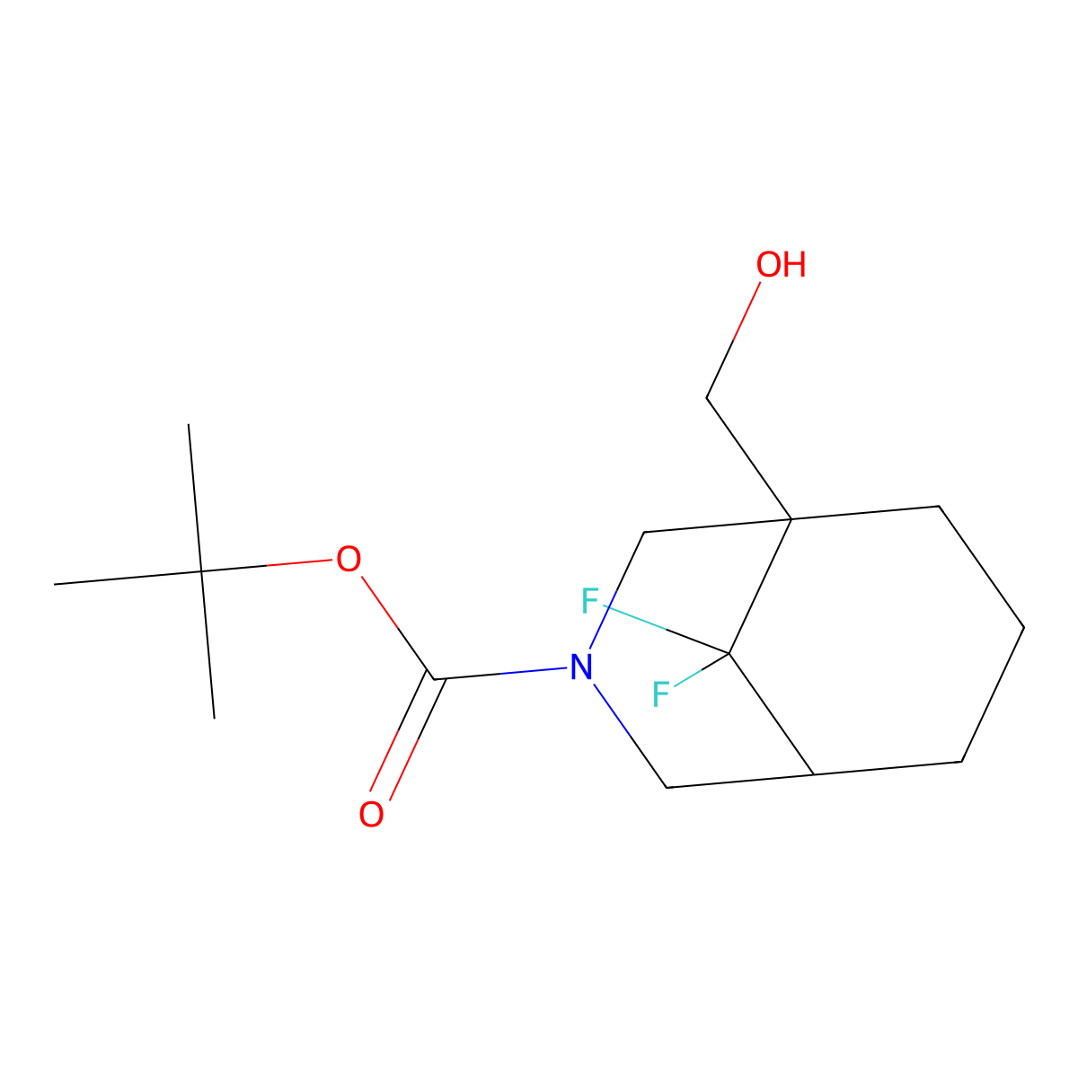 Tert-butyl 9,9-difluoro-1-(hydroxymethyl)-3-azabicyclo[3.3.1]nonane-3-carboxylate molecular structure, CAS 1373029-32-3