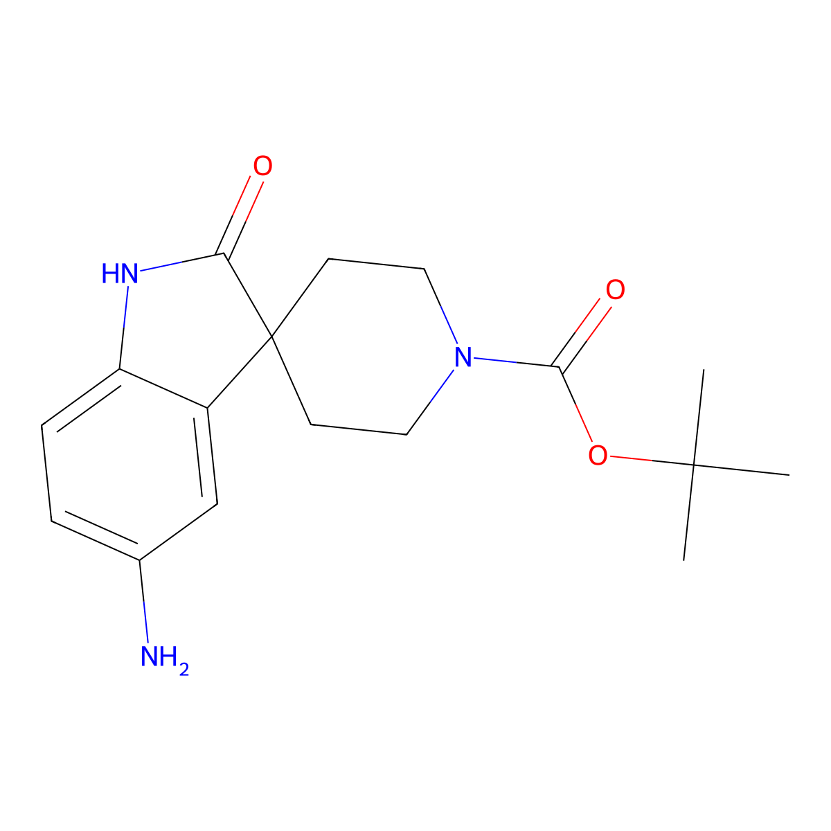 Tert-butyl 5-amino-2-oxospiro[indoline-3,4'-piperidine]-1'-carboxylate molecular structure, CAS 1373029-41-4