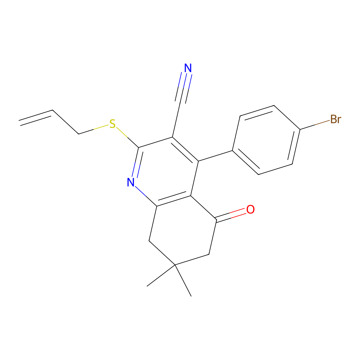 4-(4-Bromophenyl)-7,7-dimethyl-5-oxo-2-prop-2-enylsulfanyl-6,8-dihydroquinoline-3-carbonitrile molecular structure, CAS 137303-44-7