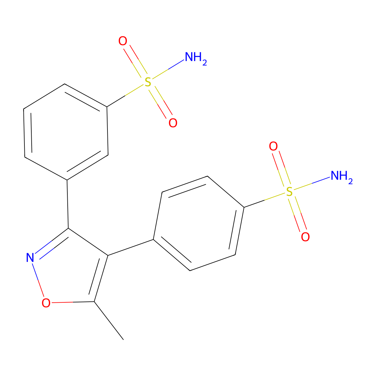 3-(5-Methyl-4-(4-sulfamoylphenyl)isoxazol-3-yl)benzenesulfonamide molecular structure, CAS 1373038-59-5