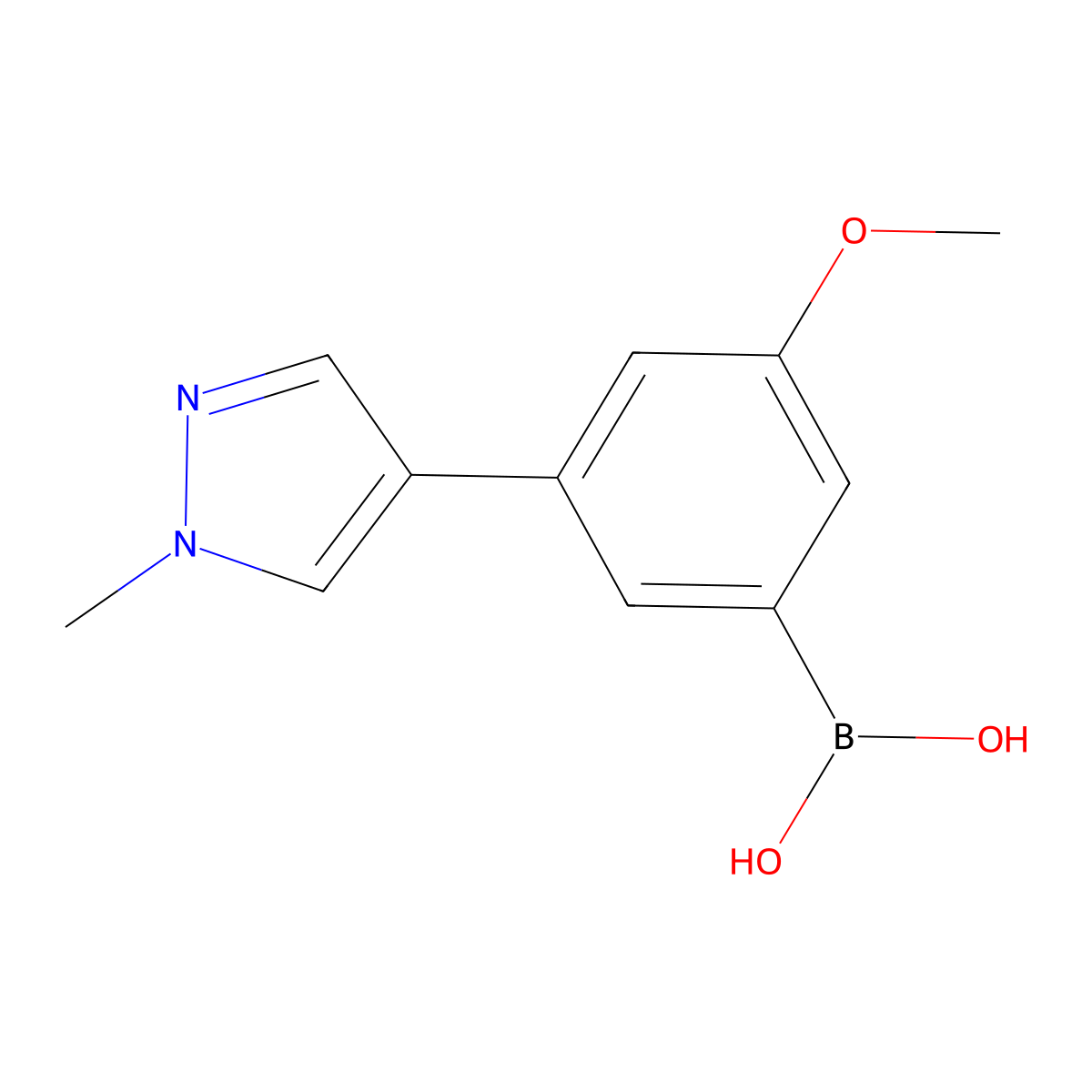 (3-methoxy-5-(1-methyl-1H-pyrazol-4-yl)phenyl)boronic acid molecular structure, CAS 1373043-41-4
