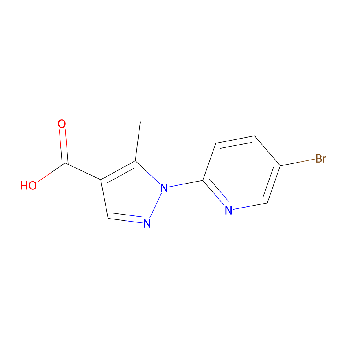 1-(5-bromopyridin-2-yl)-5-methyl-1H-pyrazole-4-carboxylic acid molecular structure, CAS 1373147-34-2
