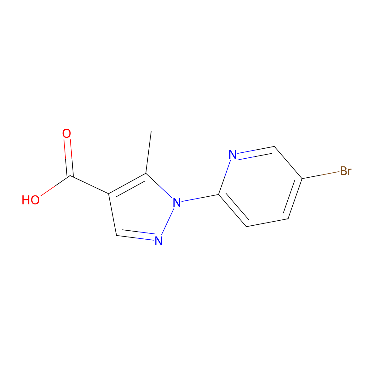 1-(5-bromopyridin-2-yl)-5-methyl-1H-pyrazole-4-carboxylic acid molecular structure, CAS 1373147-34-2