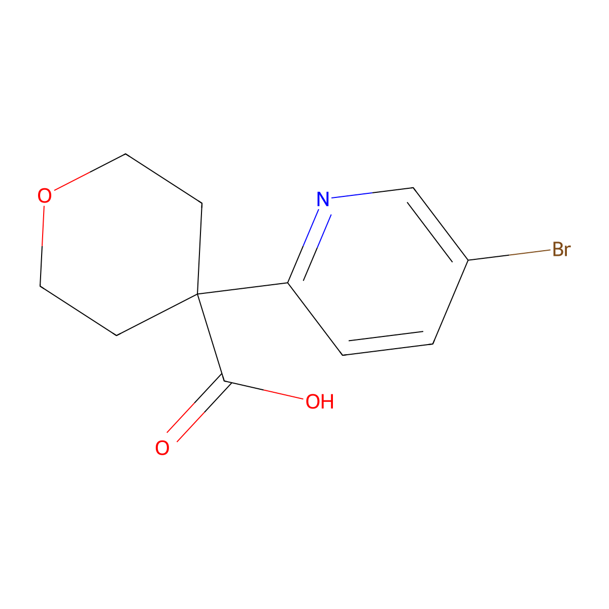 4-(5-Bromopyridin-2-yl)oxane-4-carboxylic acid molecular structure, CAS 1373148-11-8