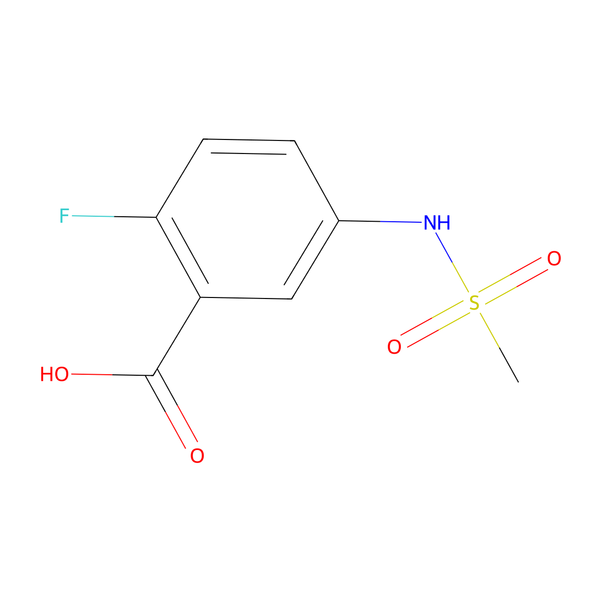 2-Fluoro-5-[(methylsulfonyl)amino]-benzoic acid molecular structure, CAS 137315-01-6