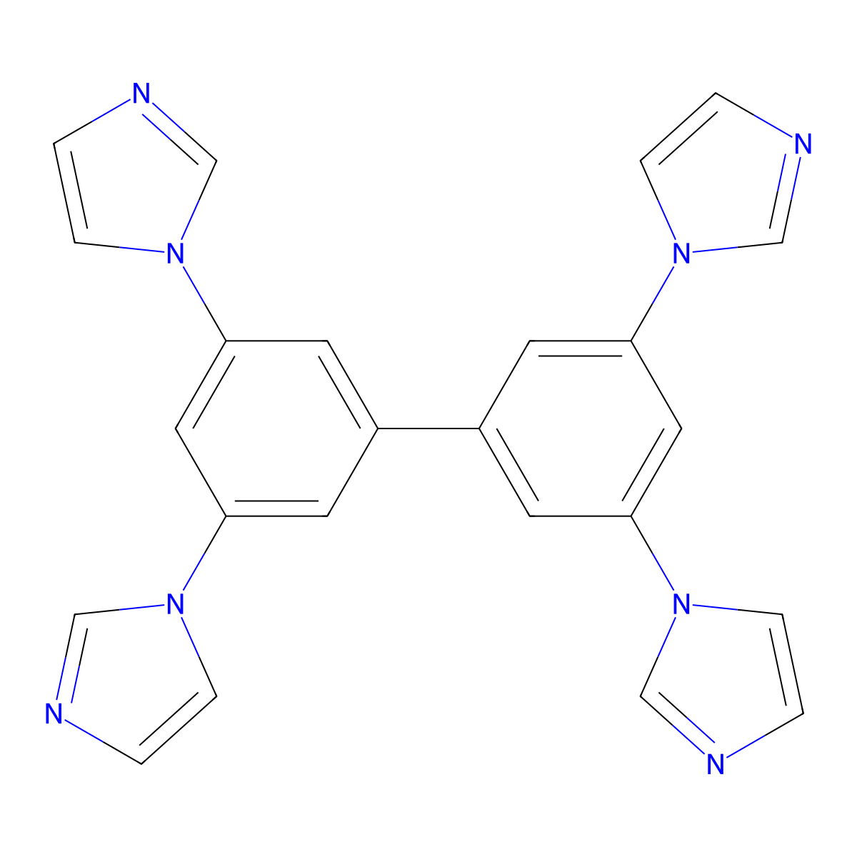 3,3',5,5'-tetra(1H-imidazol-1-yl)-1,1'-biphenyl molecular structure, CAS 1373155-12-4