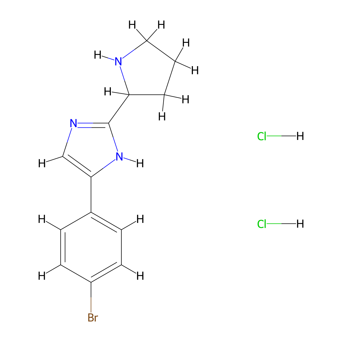 (S)-5-(4-Bromophenyl)-2-(pyrrolidin-2-yl)-1H-imidazole dihydrochloride molecular structure, CAS 1373165-18-4