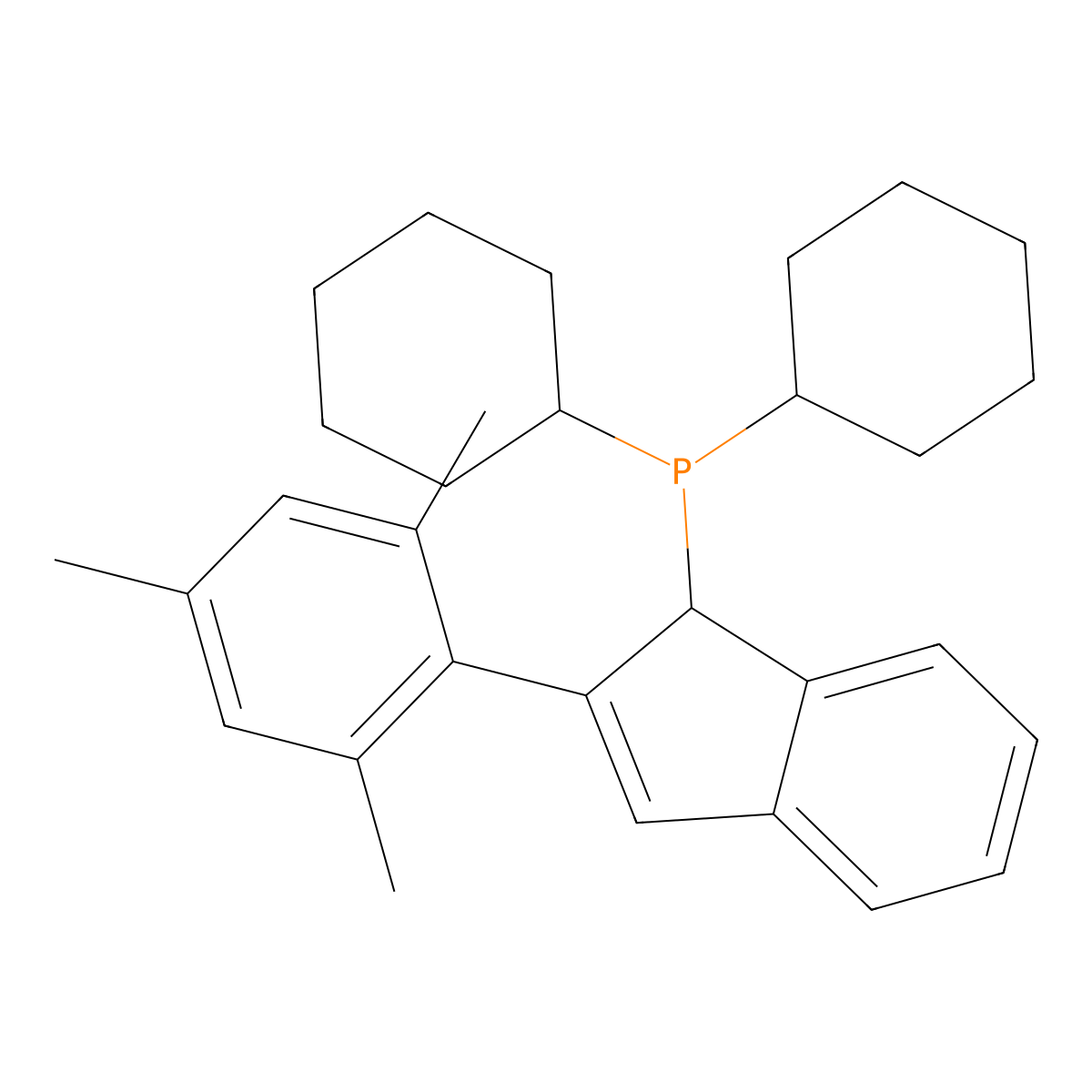 Dicyclohexyl(2-mesityl-1H-inden-1-yl)phosphine molecular structure, CAS 1373165-93-5