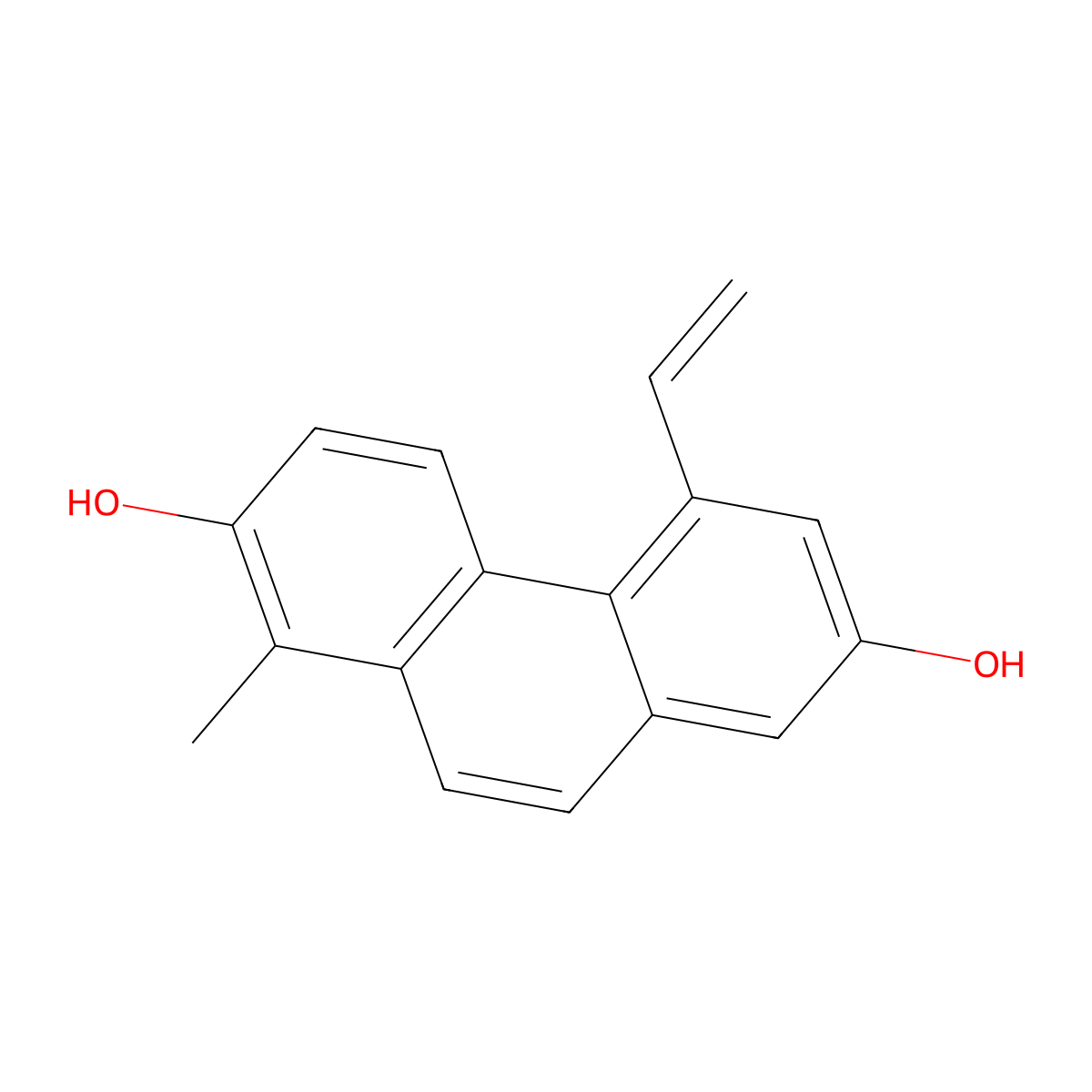 5-Ethenyl-1-methyl-2,7-phenanthrenediol molecular structure, CAS 137319-34-7