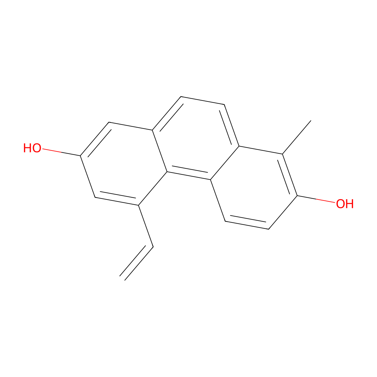 5-Ethenyl-1-methyl-2,7-phenanthrenediol molecular structure, CAS 137319-34-7