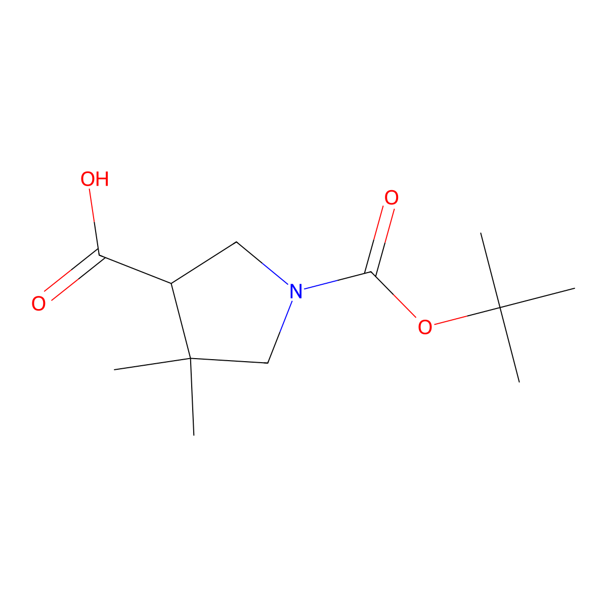 1-[(Tert-butoxy)carbonyl]-4,4-dimethylpyrrolidine-3-carboxylic acid molecular structure, CAS 1373223-11-0
