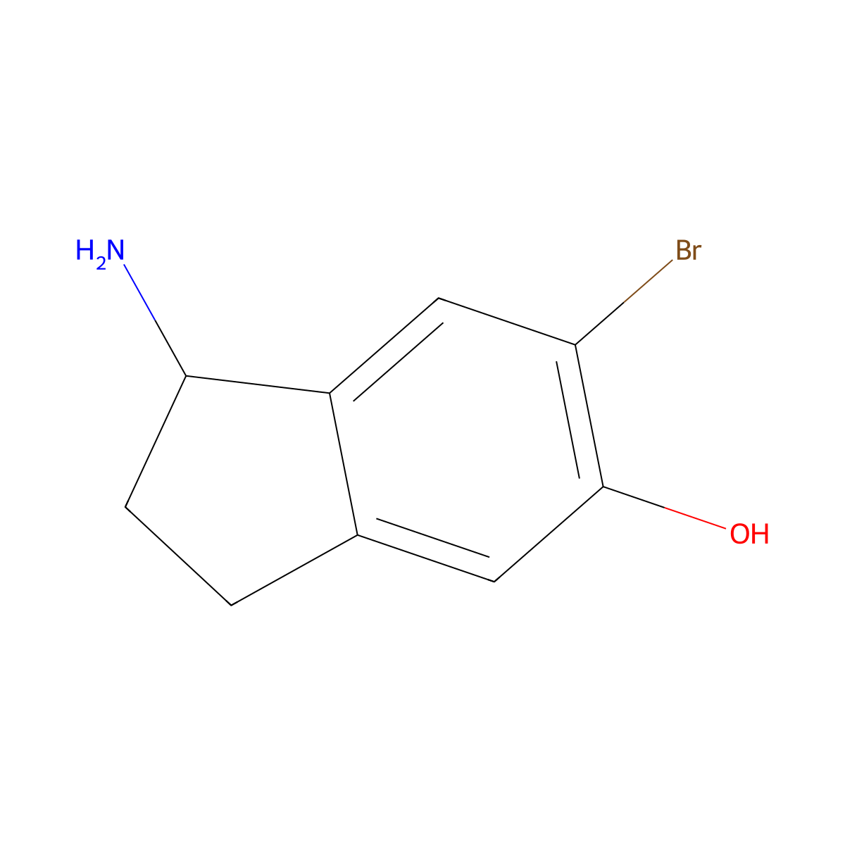 1-amino-6-bromo-2,3-dihydro-1H-inden-5-ol molecular structure, CAS 1373223-16-5