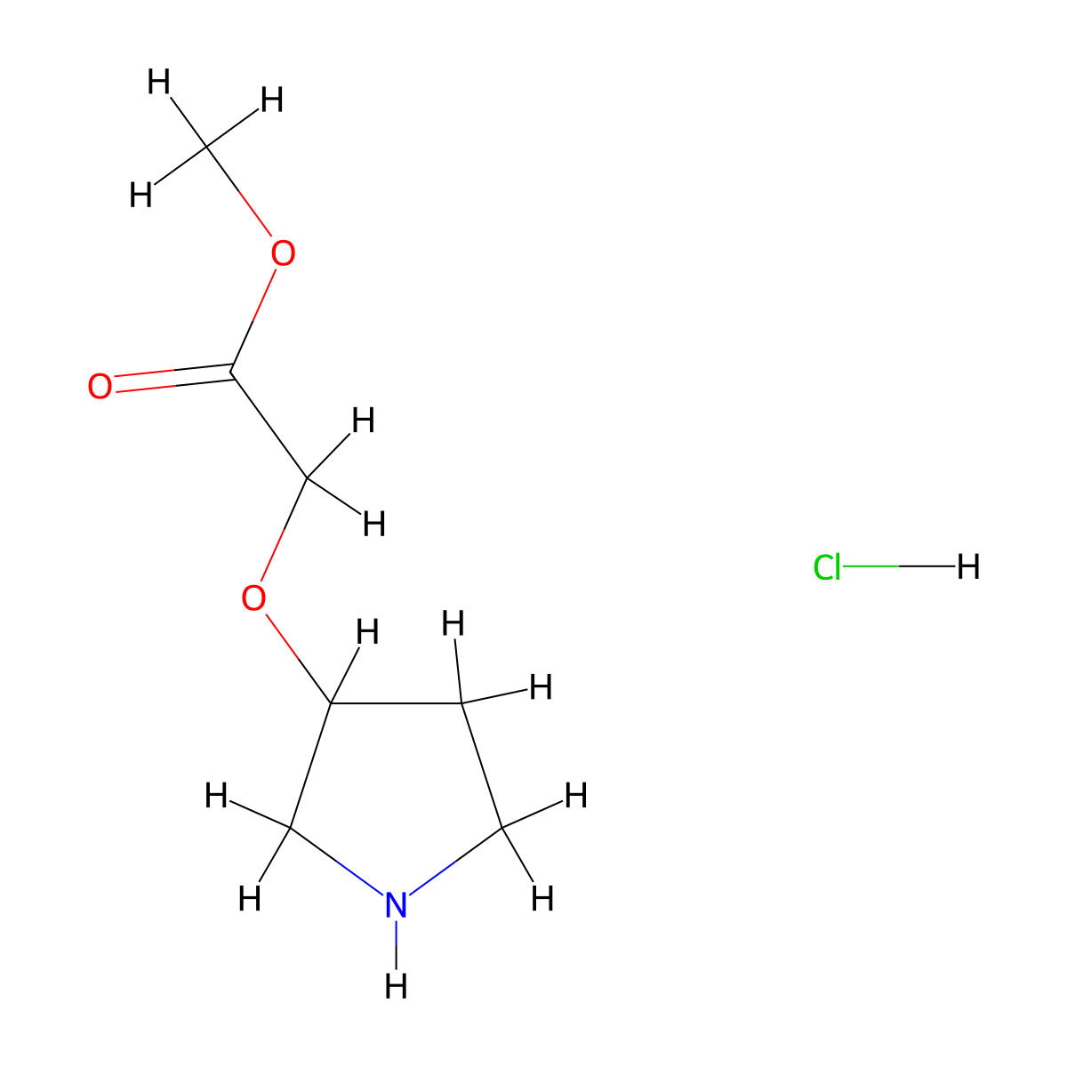 Methyl 2-(pyrrolidin-3-yloxy)acetate hydrochloride molecular structure, CAS 1373223-23-4