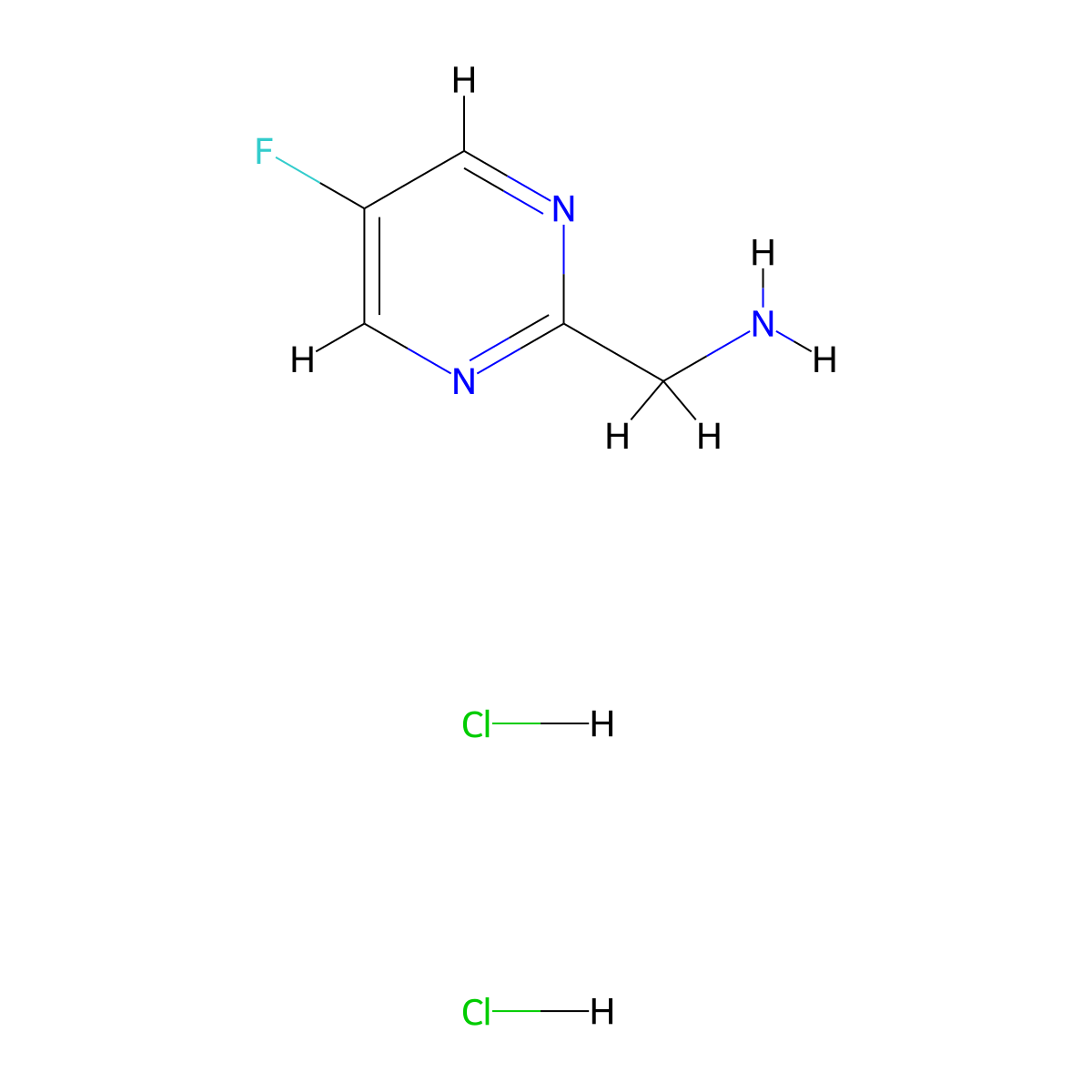 (5-Fluoropyrimidin-2-yl)methanamine dihydrochloride molecular structure, CAS 1373223-30-3