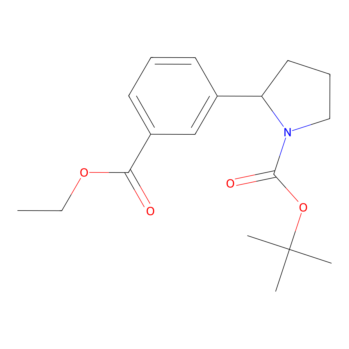 2-(3-Ethoxycarbonyl-phenyl)-pyrrolidine-1-carboxylic acid tert-butyl ester molecular structure, CAS 1373223-31-4