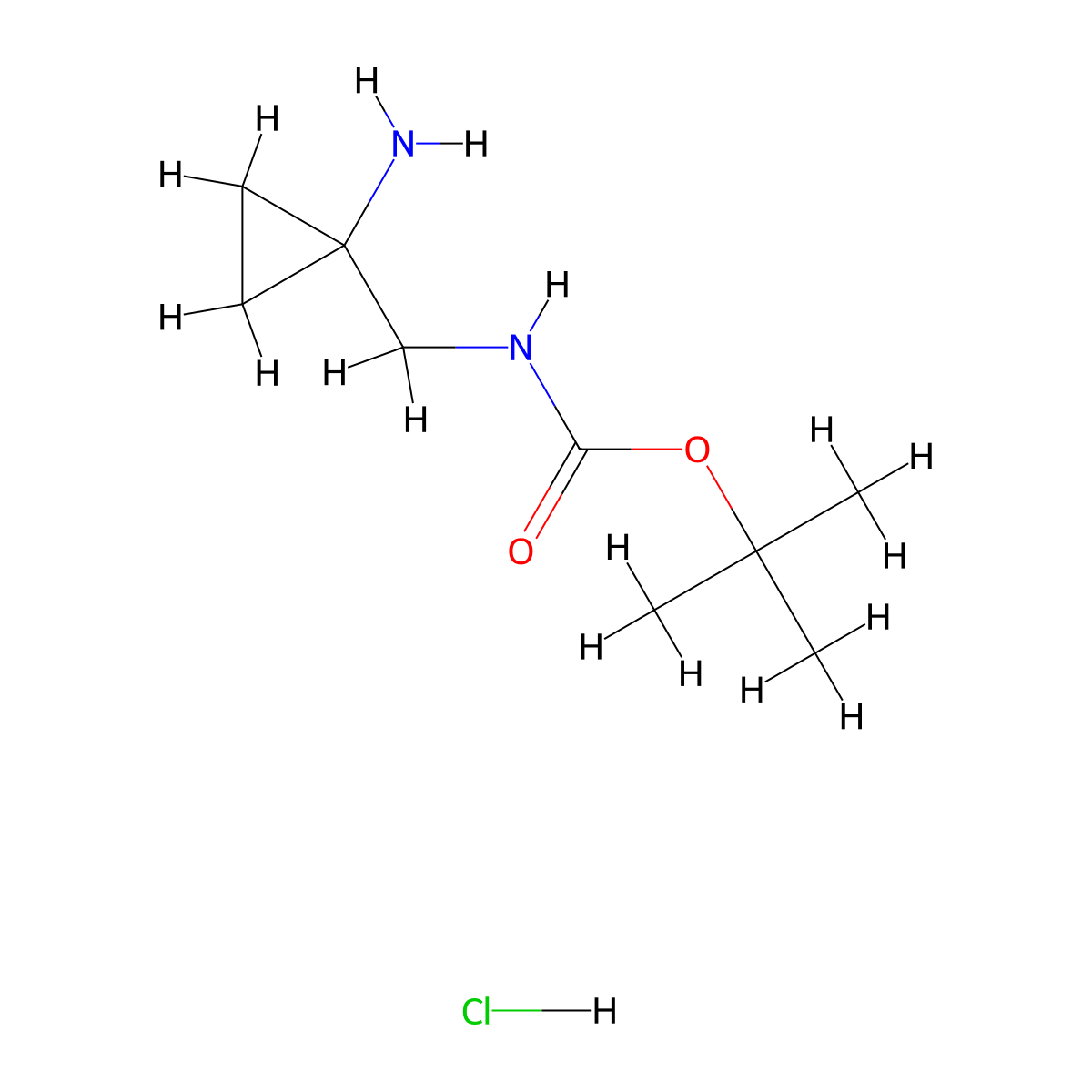 (1-Amino-cyclopropylmethyl)-carbamic acid tert-butyl ester hydrochloride molecular structure, CAS 1373223-32-5
