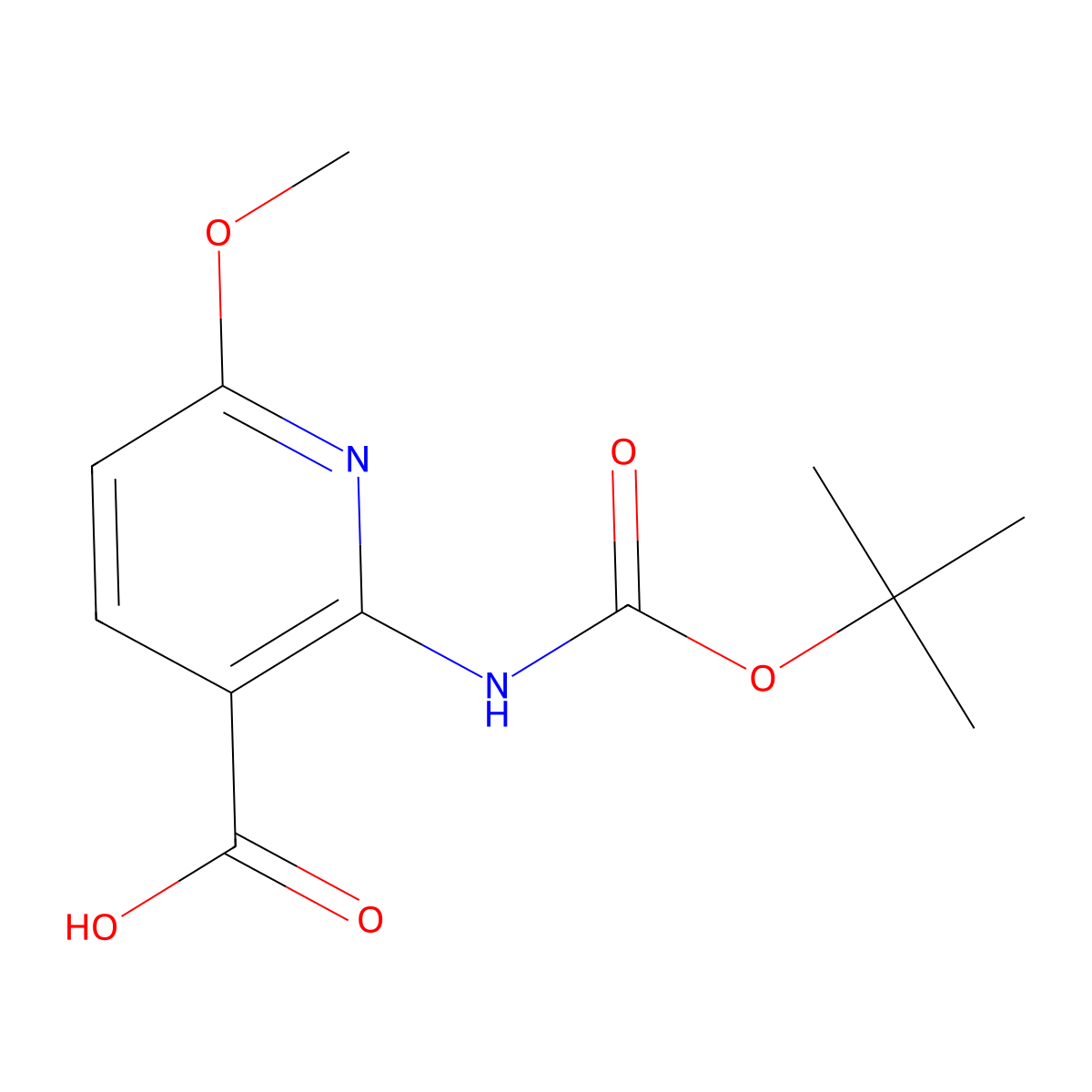 2-((tert-Butoxycarbonyl)amino)-6-methoxynicotinic acid molecular structure, CAS 1373223-33-6