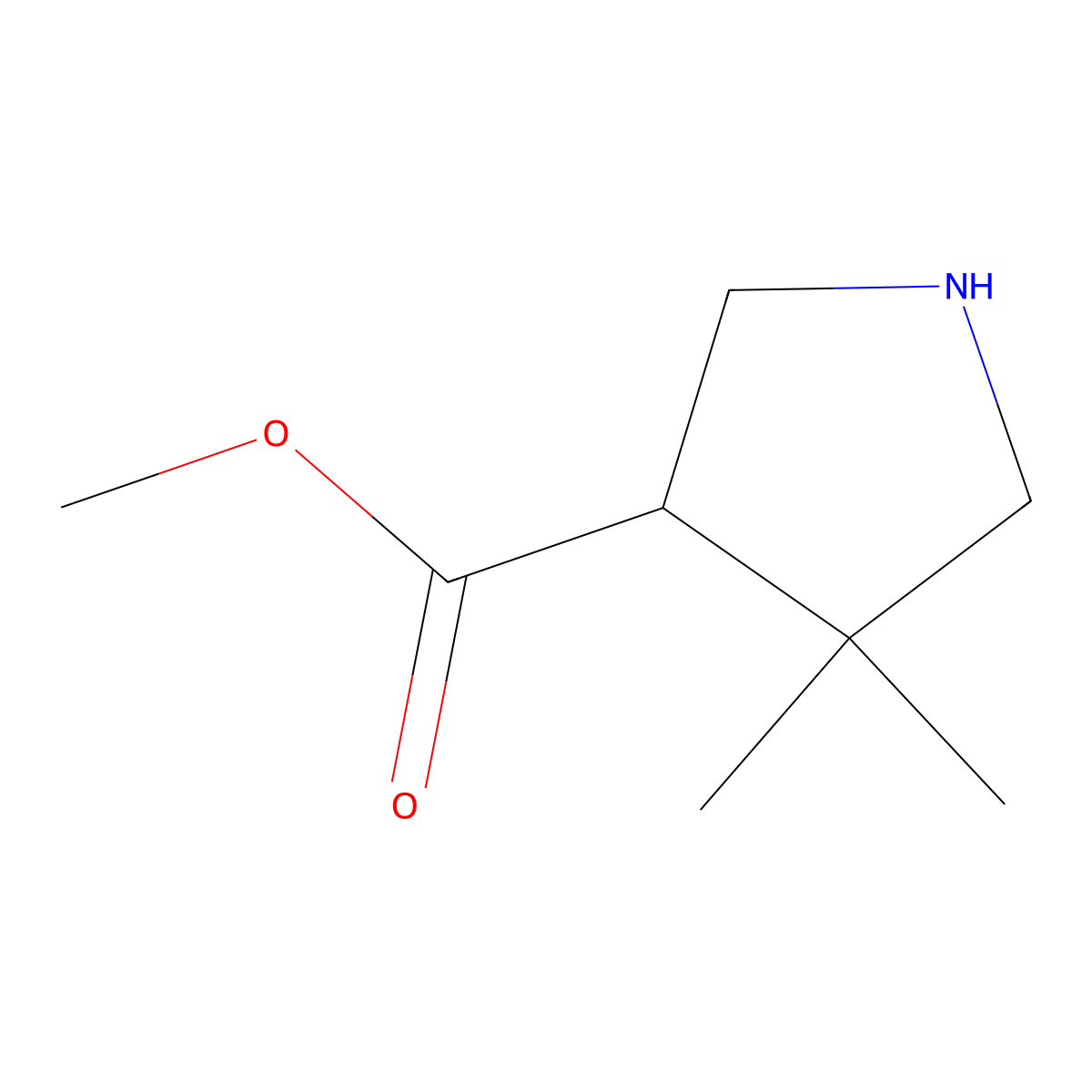 Methyl 4,4-dimethylpyrrolidine-3-carboxylate molecular structure, CAS 1373223-42-7