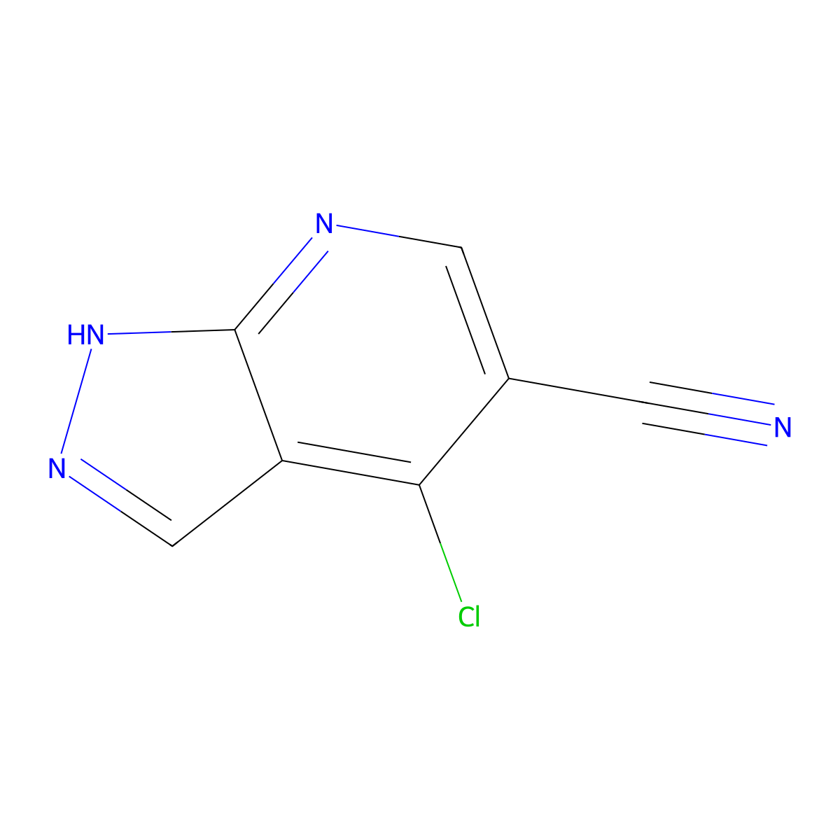 4-Chloro-1H-pyrazolo[3,4-b]pyridine-5-carbonitrile molecular structure, CAS 1373223-60-9