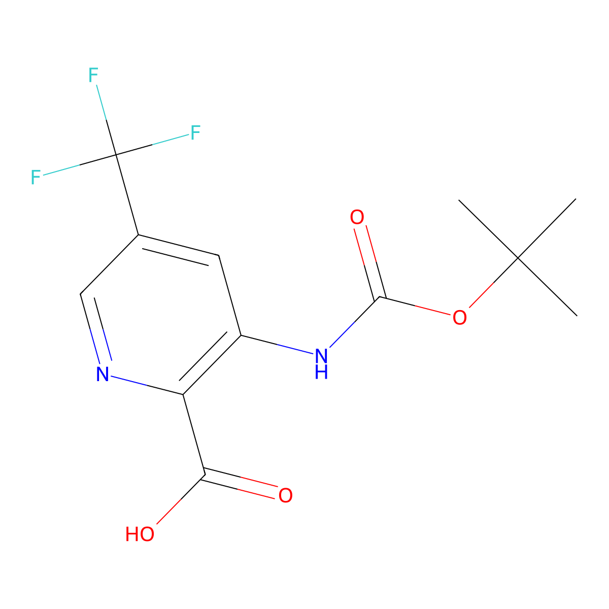 3-tert-Butoxycarbonylamino-5-trifluoromethyl-pyridine-2-carboxylic acid molecular structure, CAS 1373223-62-1