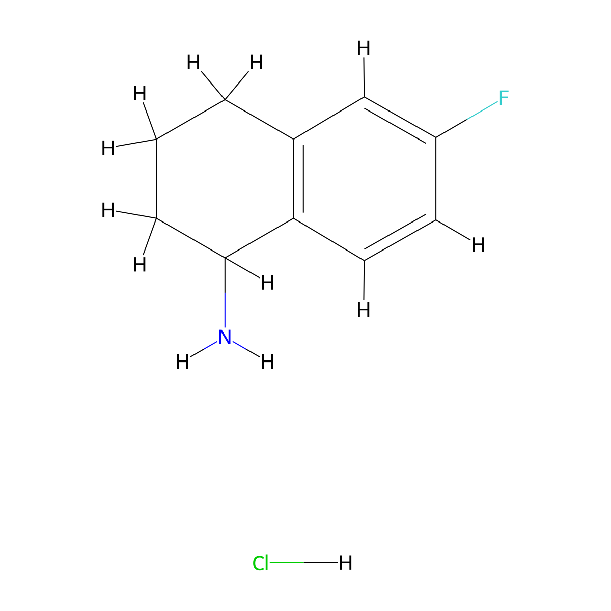 6-Fluoro-1,2,3,4-tetrahydronaphthalen-1-amine hydrochloride molecular structure, CAS 1373223-69-8