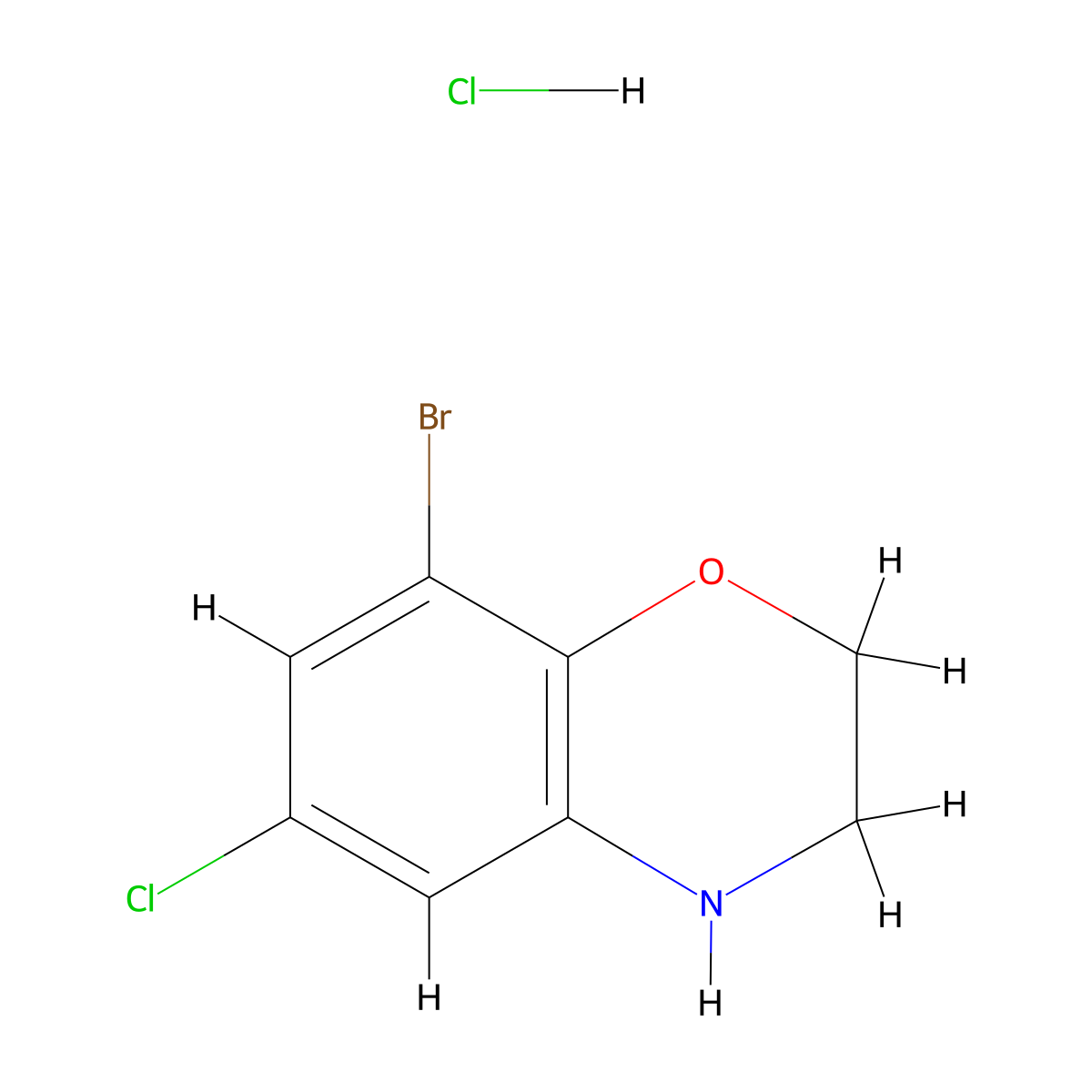 8-Bromo-6-chloro-3,4-dihydro-2H-benzo[1,4]oxazine hydrochloride molecular structure, CAS 1373223-73-4