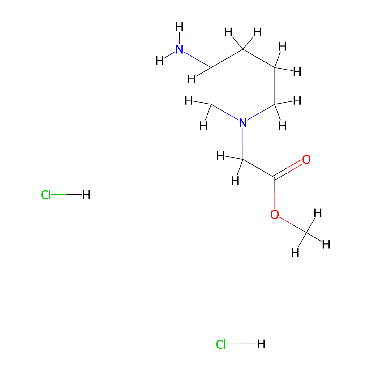 Methyl 2-(3-aminopiperidin-1-yl)acetate dihydrochloride molecular structure, CAS 1373223-81-4