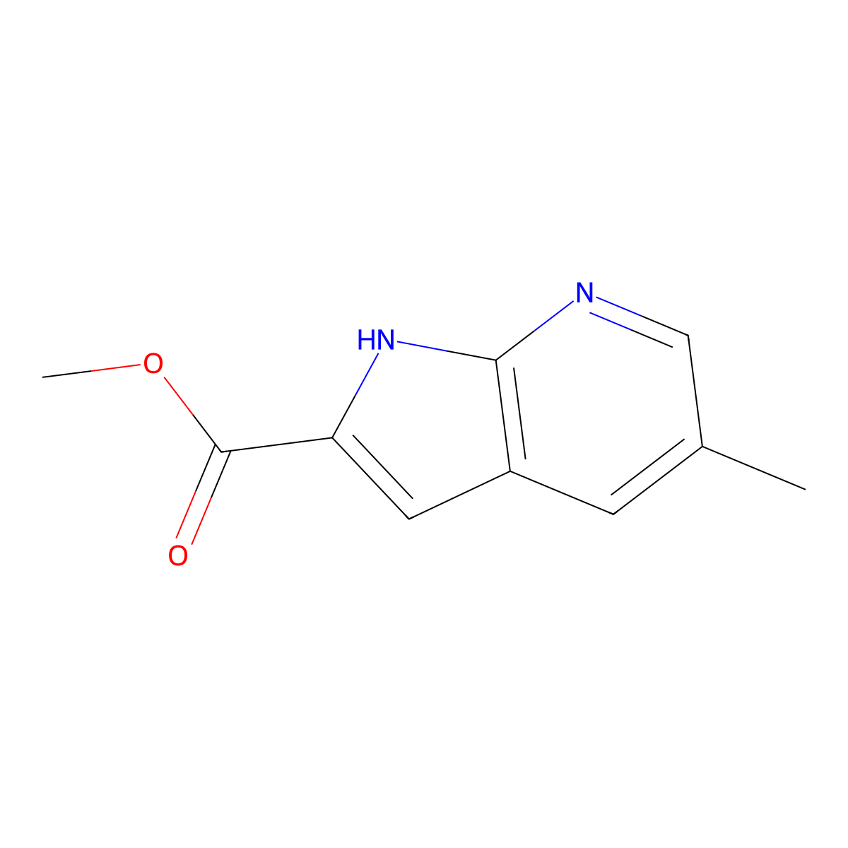 Methyl 5-methyl-1H-pyrrolo[2,3-b]pyridine-2-carboxylate molecular structure, CAS 1373228-85-3