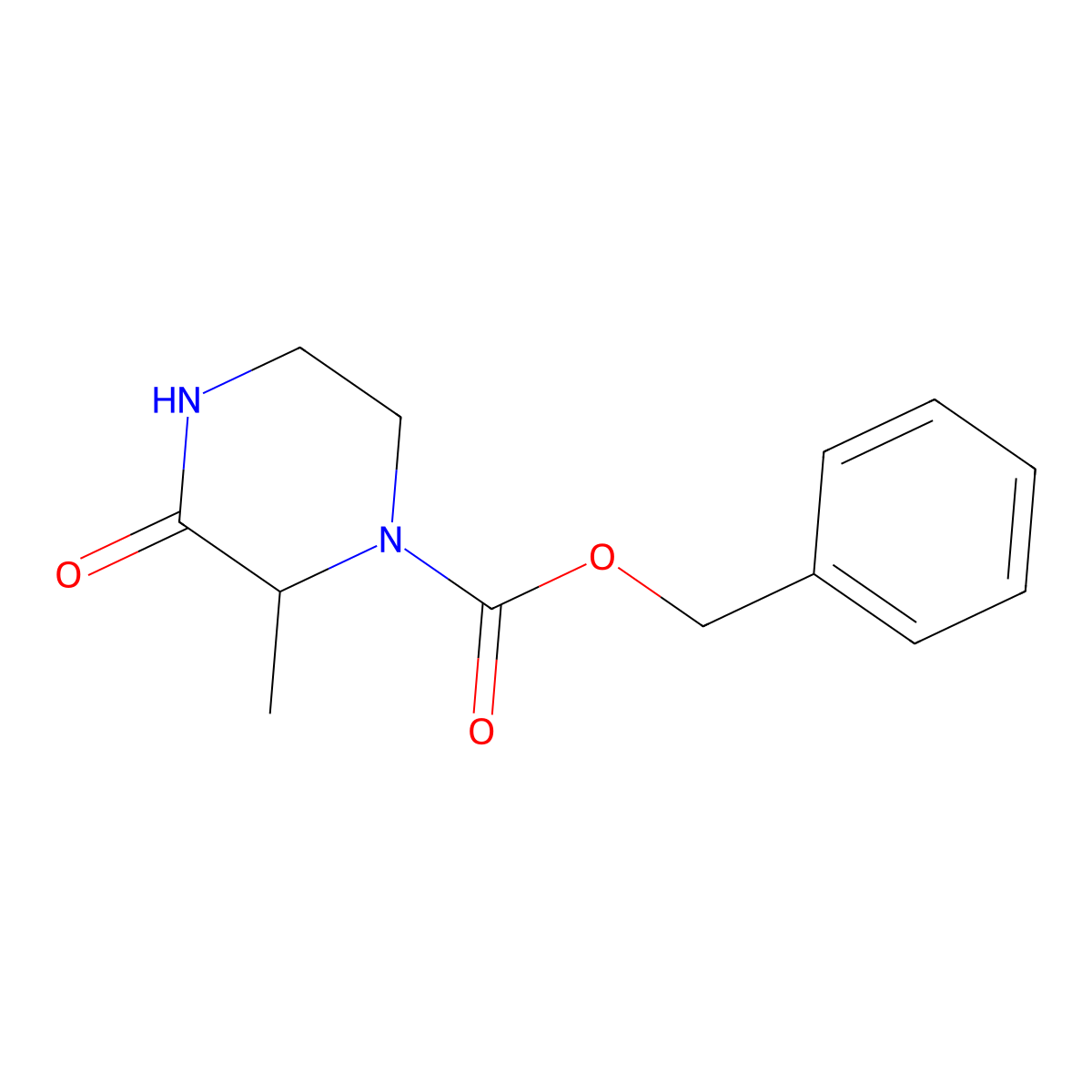 1-Piperazinecarboxylic acid, 2-methyl-3-oxo-, phenylmethyl ester, (2R)- molecular structure, CAS 1373232-19-9