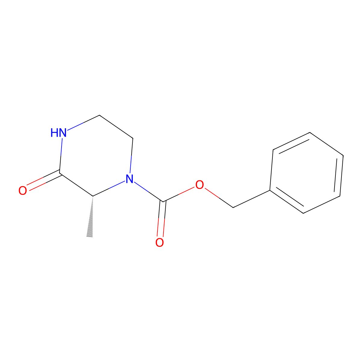 1-Piperazinecarboxylic acid, 2-methyl-3-oxo-, phenylmethyl ester, (2R)- molecular structure, CAS 1373232-19-9
