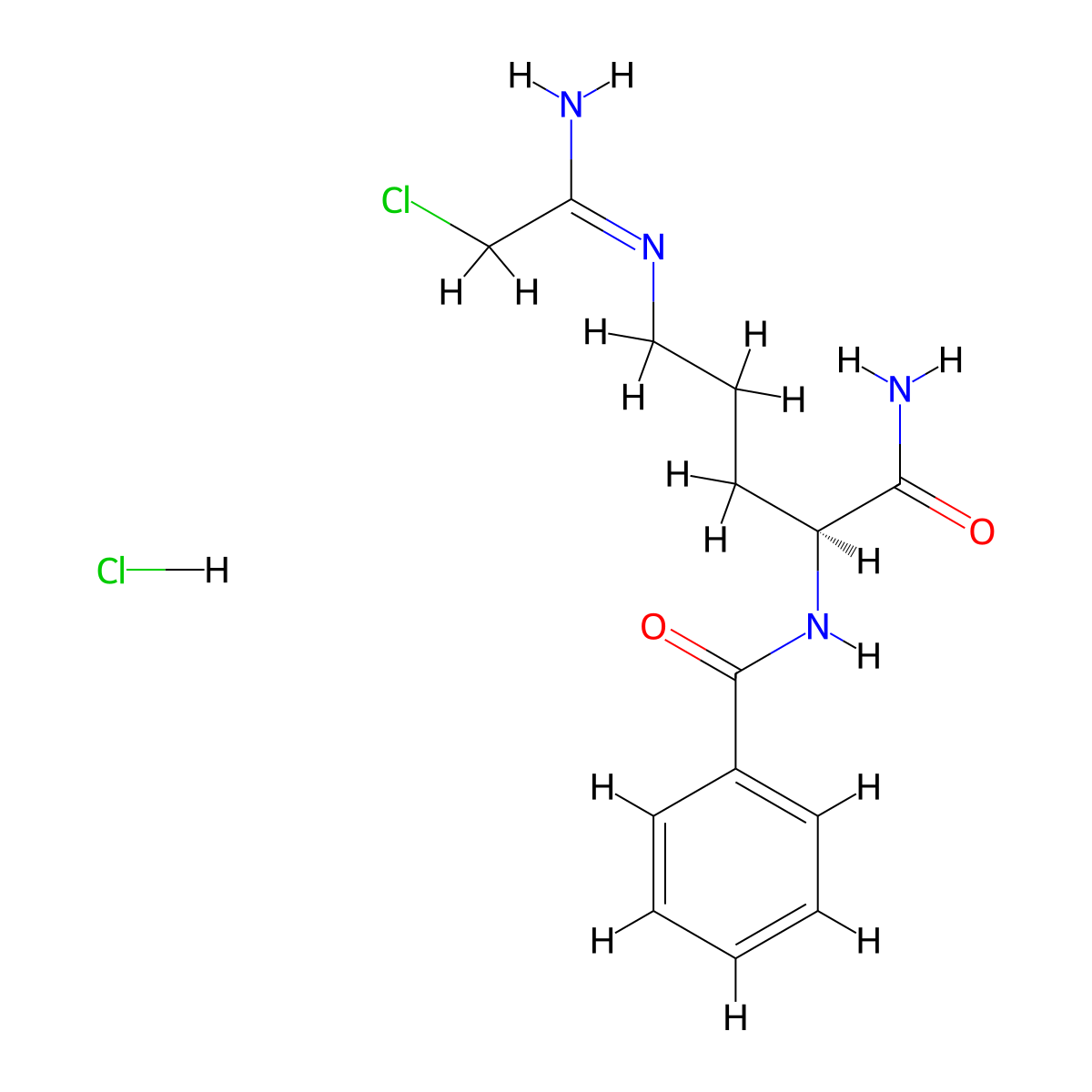 (2S)-5-(2-chloroethanimidamido)-2-(phenylformamido)pentanamide hydrochloride molecular structure, CAS 1373232-26-8