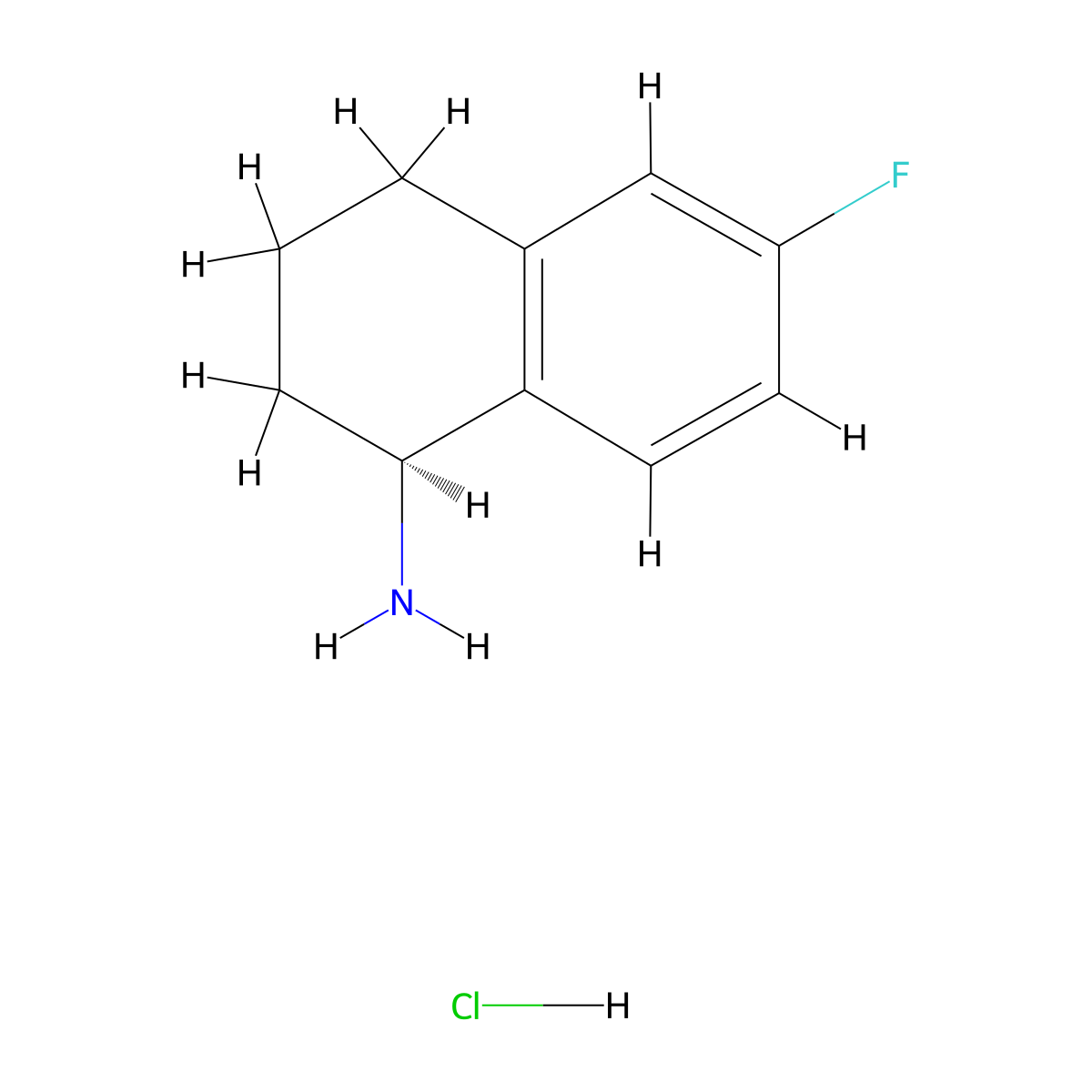(1S)-6-fluoro-1,2,3,4-tetrahydronaphthalen-1-amine hydrochloride molecular structure, CAS 1373232-27-9
