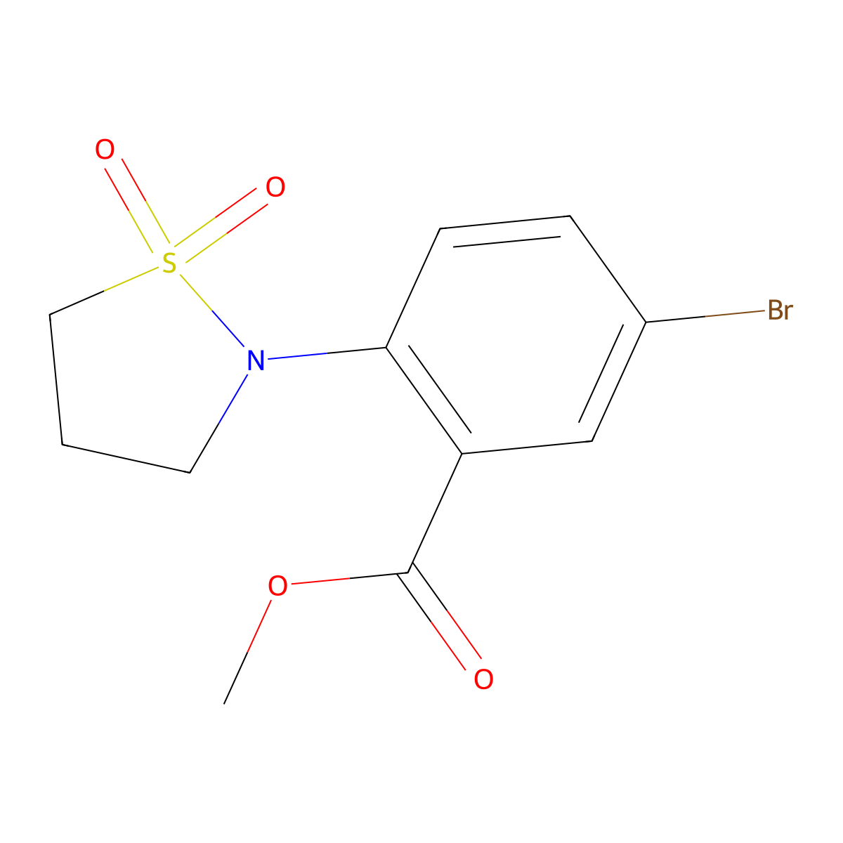 Methyl 5-bromo-2-(1,1-dioxoisothiazolidin-2-yl)benzoate molecular structure, CAS 1373232-33-7