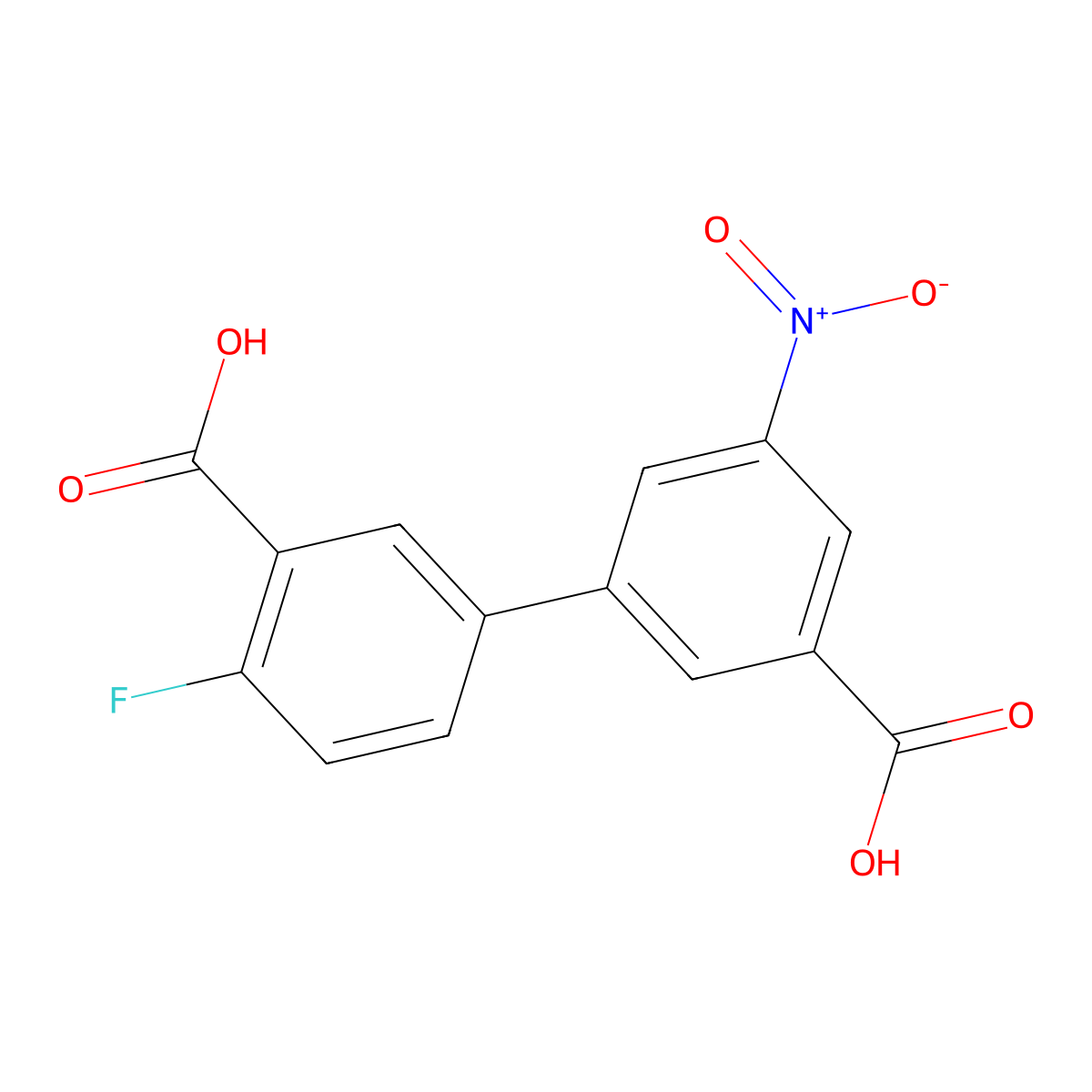 4-Fluoro-5'-nitrobiphenyl-3,3'-dicarboxylic acid molecular structure, CAS 1373232-53-1