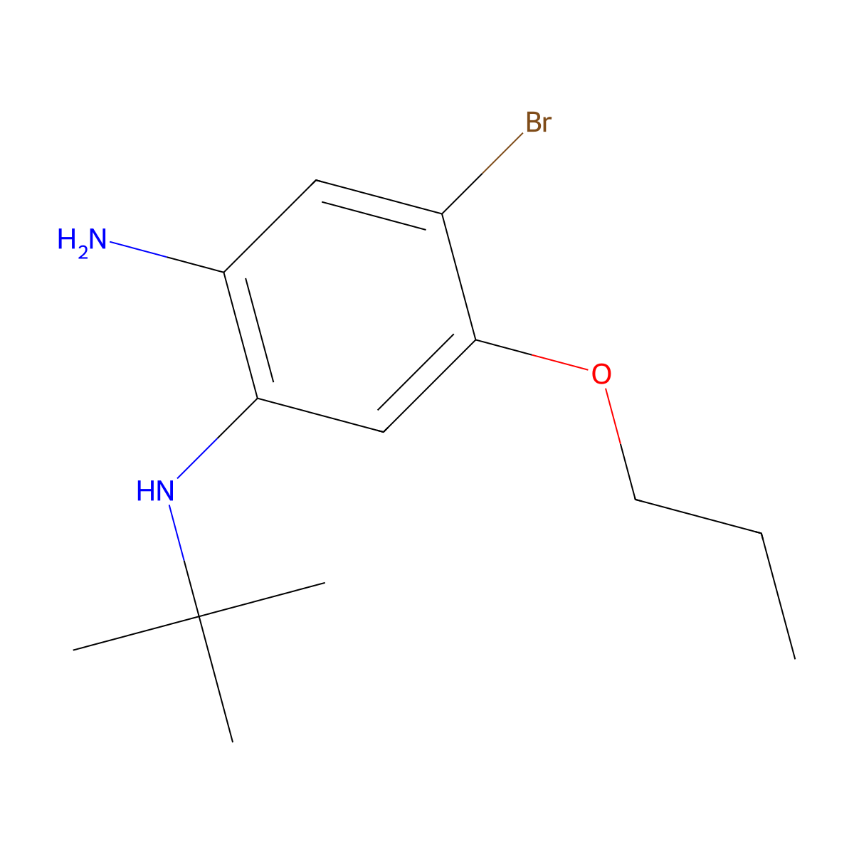 4-Bromo-1-N-tert-butyl-5-propoxybenzene-1,2-diamine molecular structure, CAS 1373232-63-3