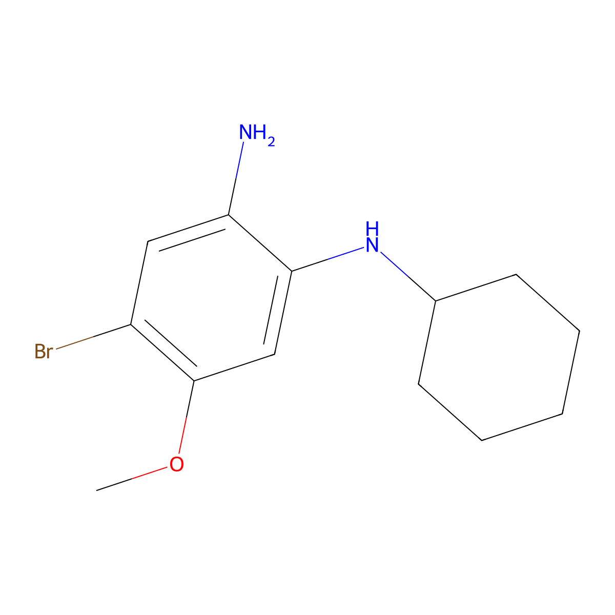 4-Bromo-1-N-cyclohexyl-5-methoxybenzene-1,2-diamine molecular structure, CAS 1373232-75-7