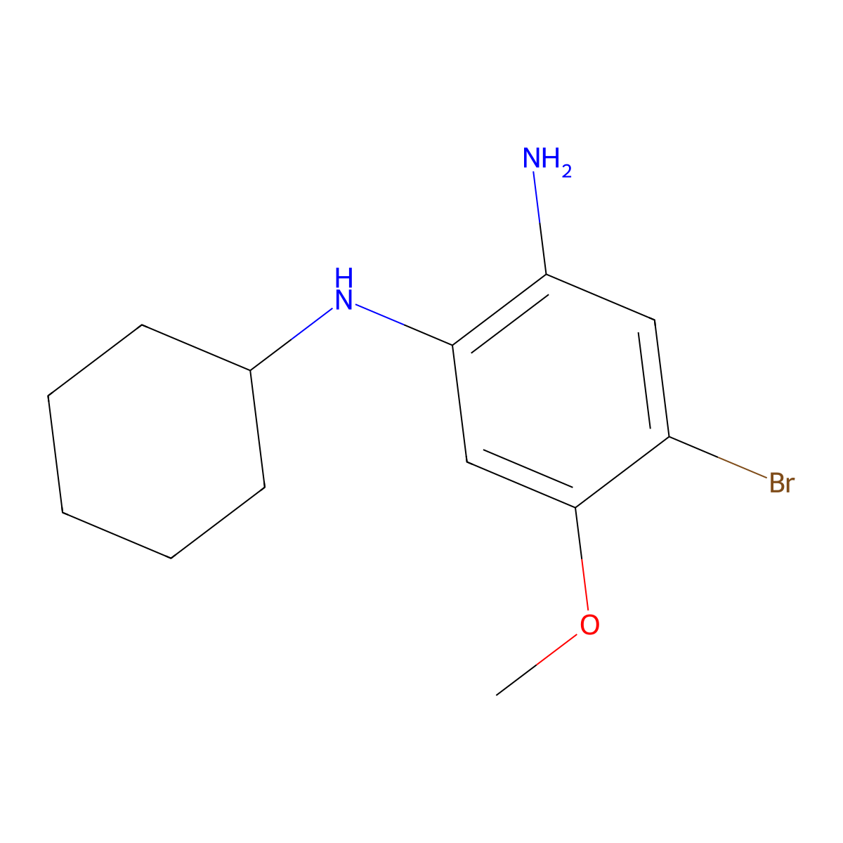 4-Bromo-1-N-cyclohexyl-5-methoxybenzene-1,2-diamine molecular structure, CAS 1373232-75-7