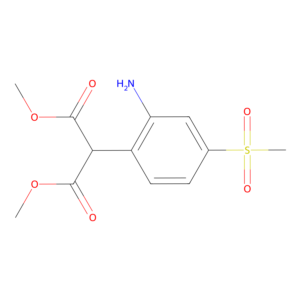 1,3-Dimethyl 2-(2-amino-4-methanesulfonylphenyl)propanedioate molecular structure, CAS 1373232-81-5