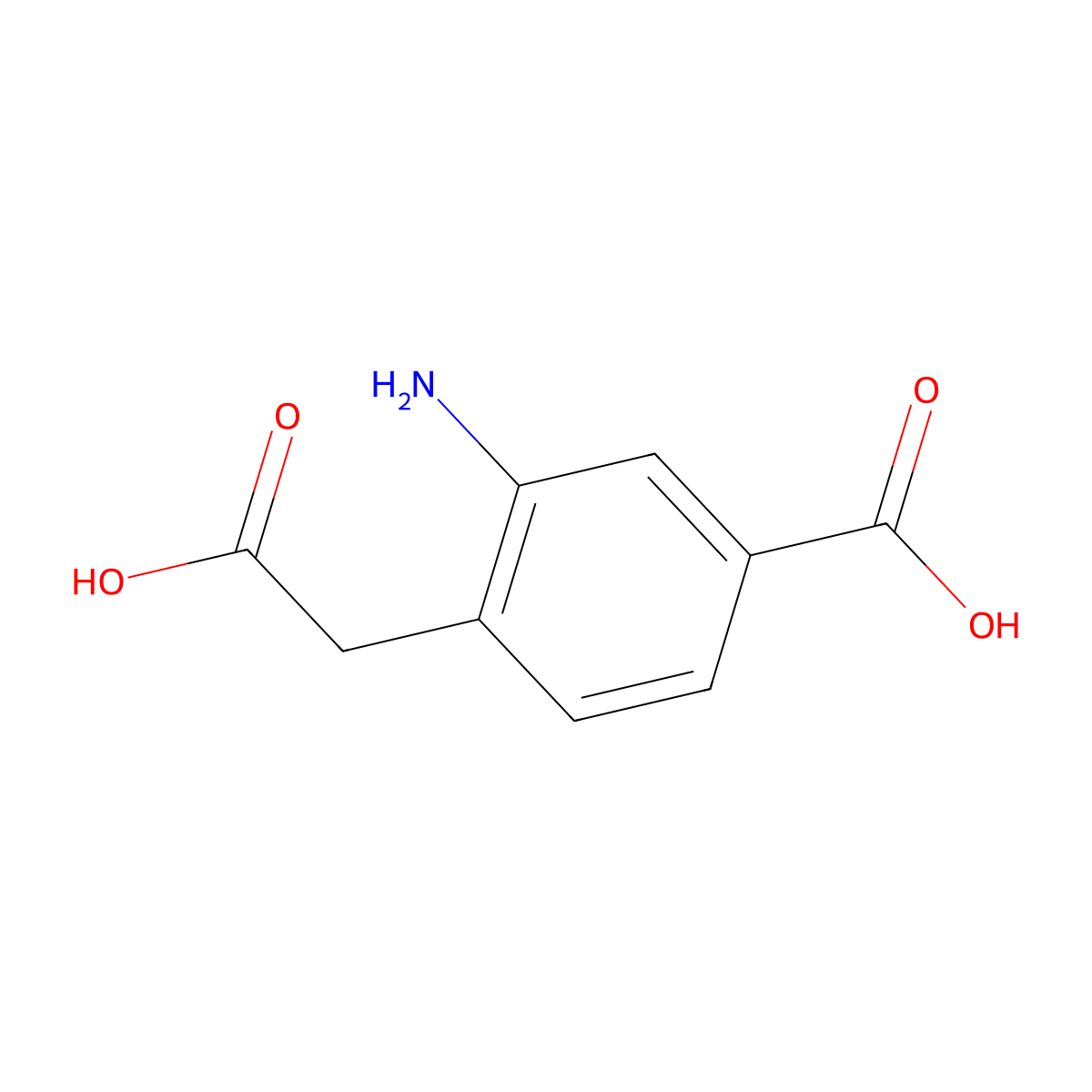 3-Amino-4-(carboxymethyl)benzoic acid molecular structure, CAS 1373232-85-9