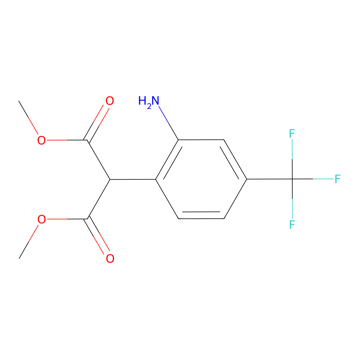 1,3-Dimethyl 2-[2-amino-4-(trifluoromethyl)phenyl]propanedioate molecular structure, CAS 1373232-95-1